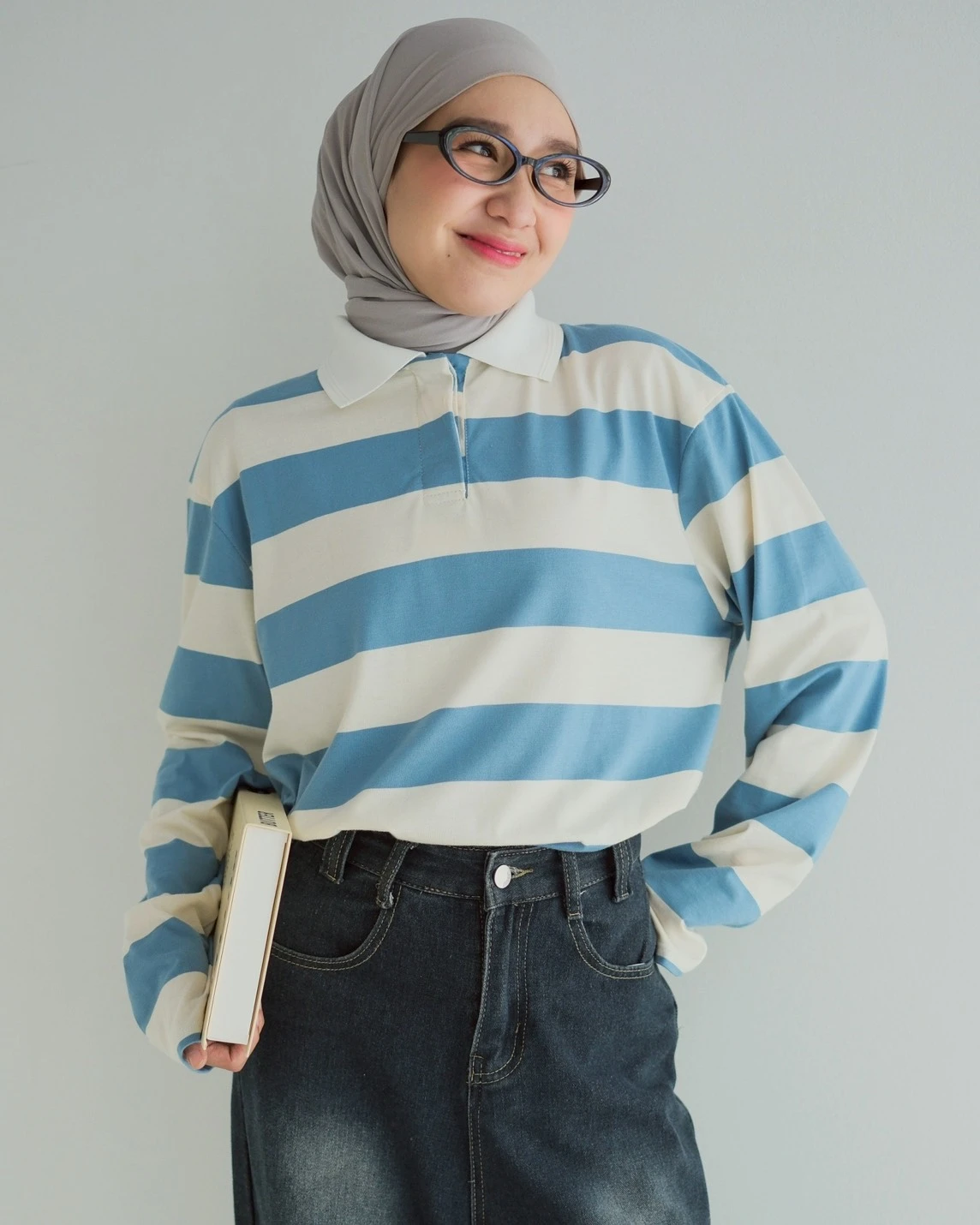 Nelson Stripe Longsleeve Kode 25325 Blue-Ivory