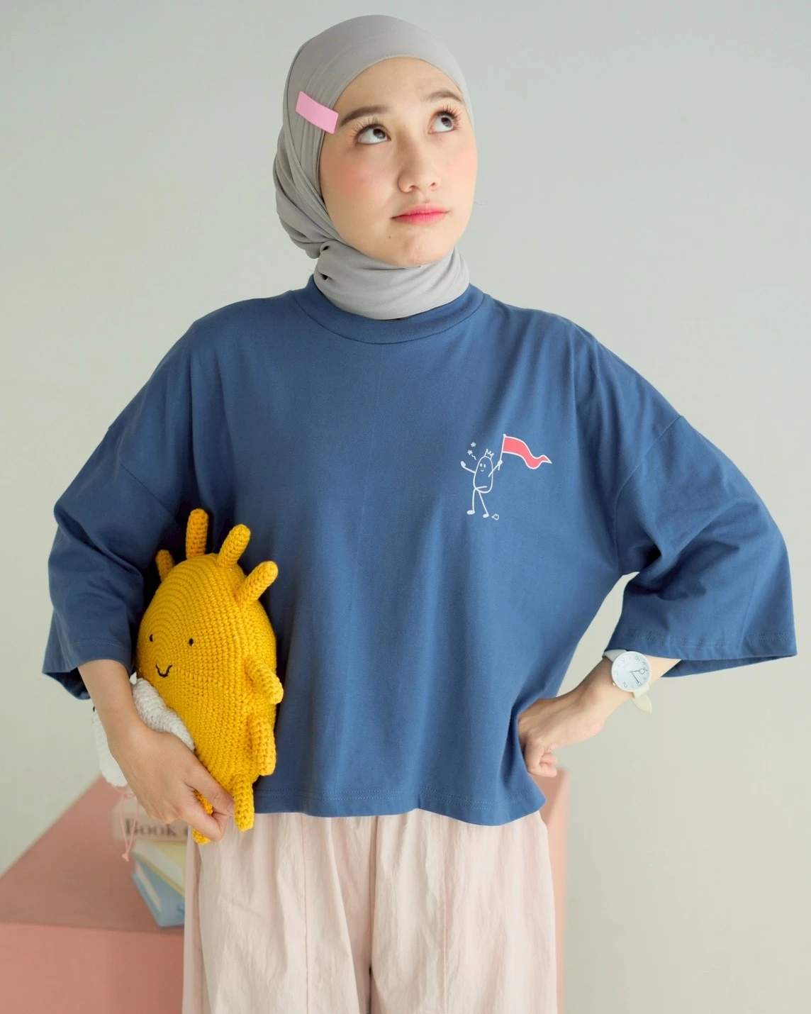 Red Flags Tee Blue Denim