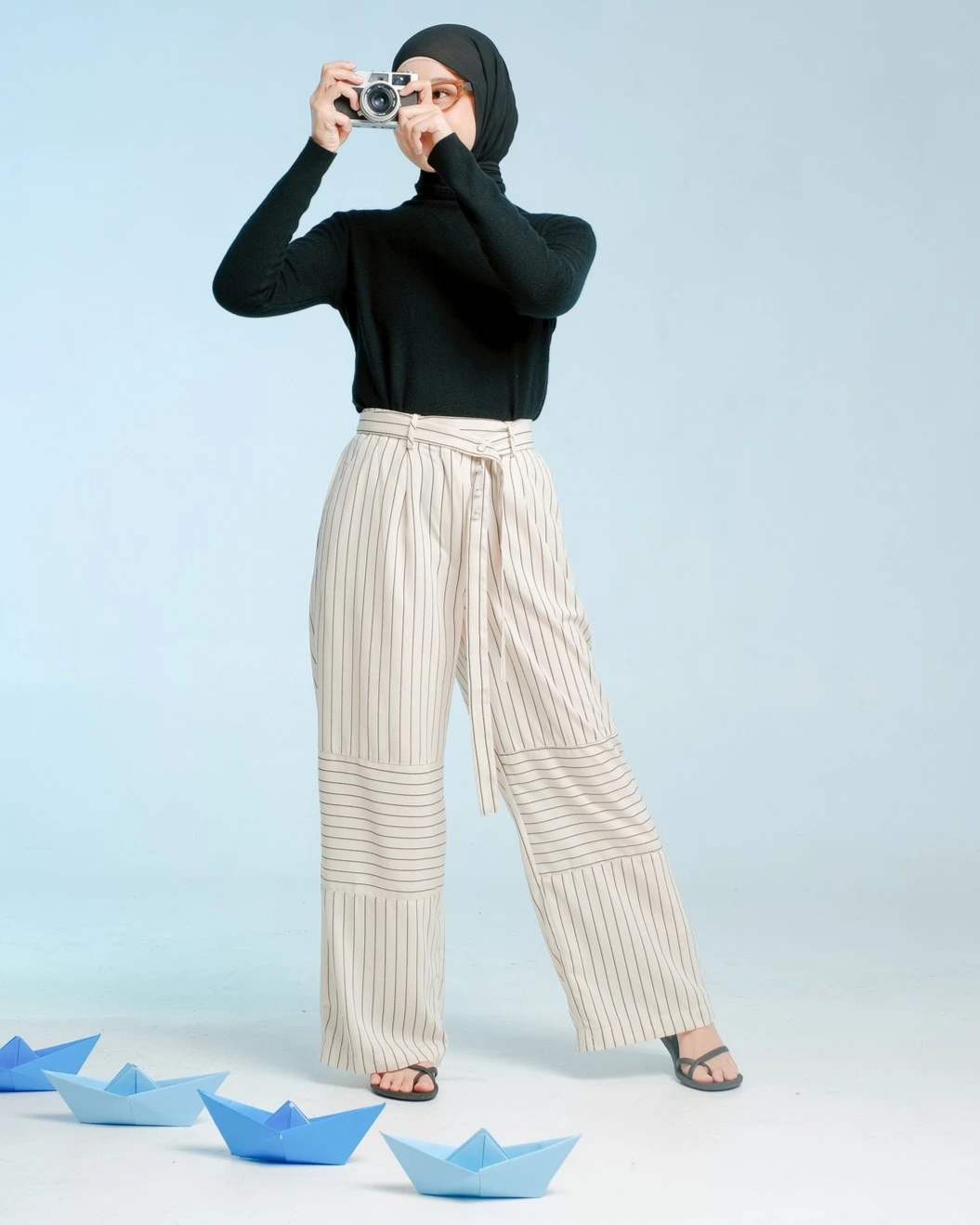 Satine Stripe Pants Kode 1461 Cream