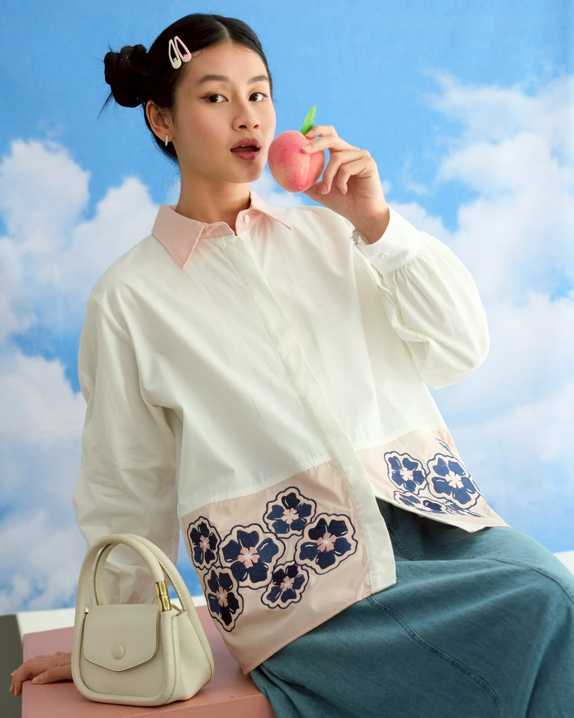 Eishi Shirt Broken White-Pink