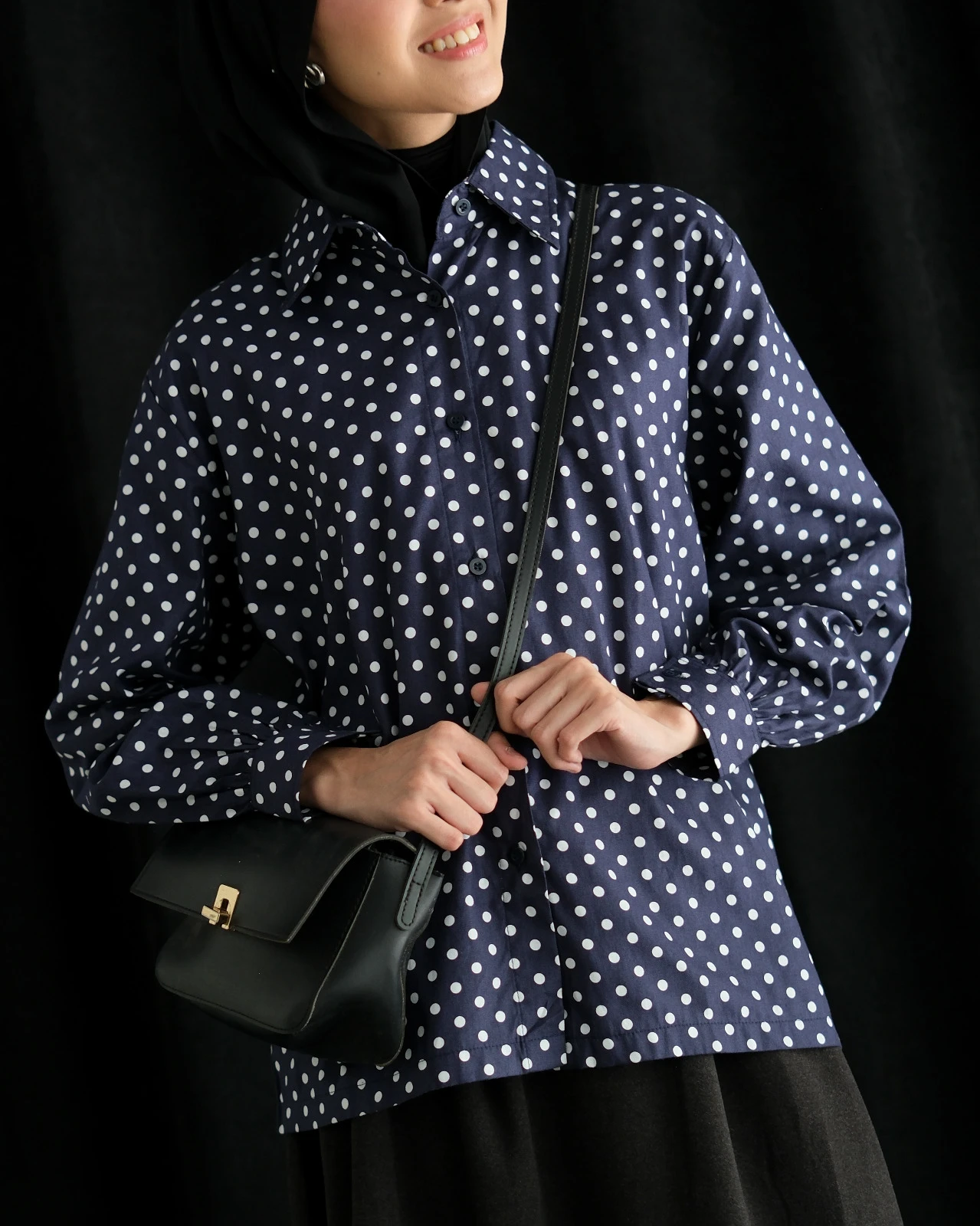 Alternative view of Lenora Polka Shirt Kode 25962 Navy