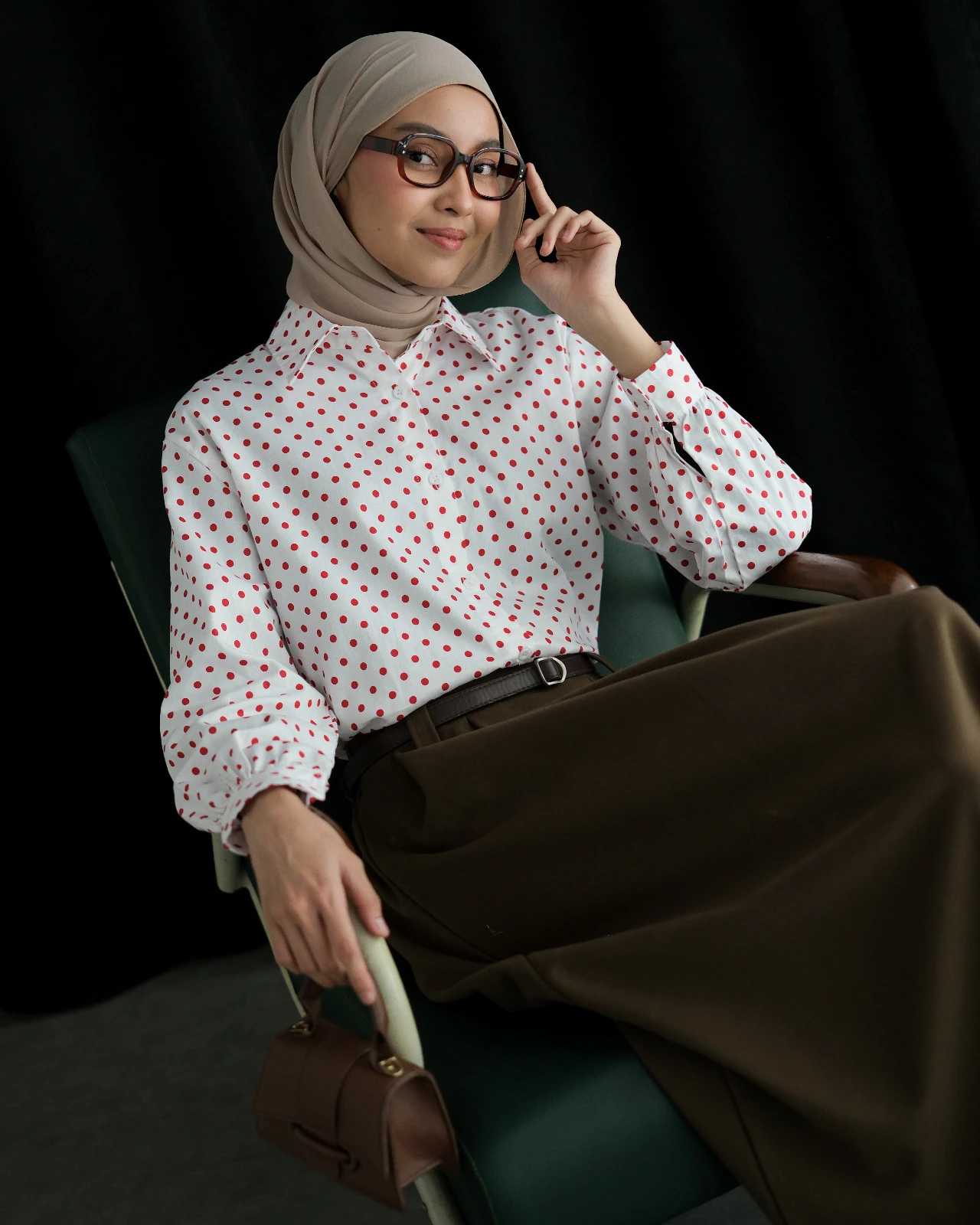 Lenora Polka Shirt Kode 25962 Bw-Red