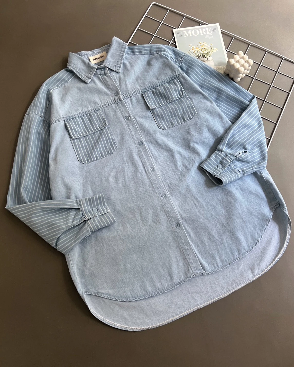 Gladie Denim Shirt Kode 1525 Light Blue