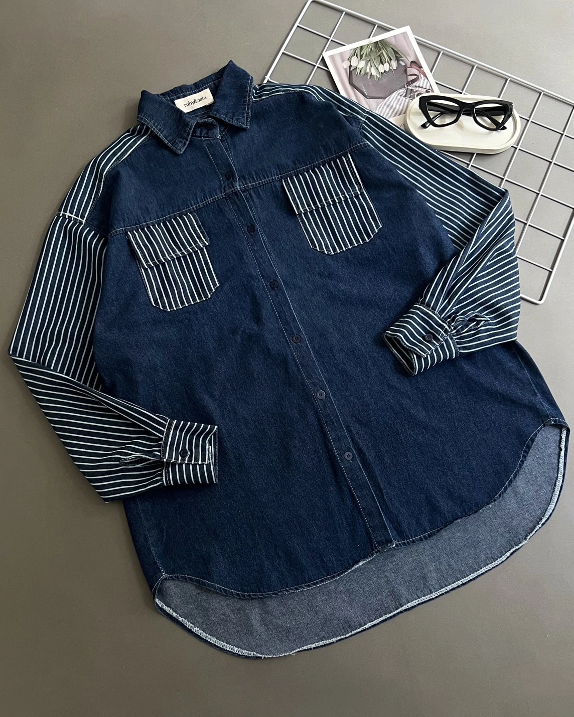 Gladie Denim Shirt Kode 1525 Dark Blue