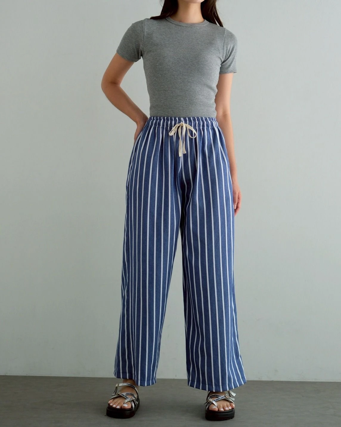 Hayes Stripe Pants Kode 14086 Blue Denim