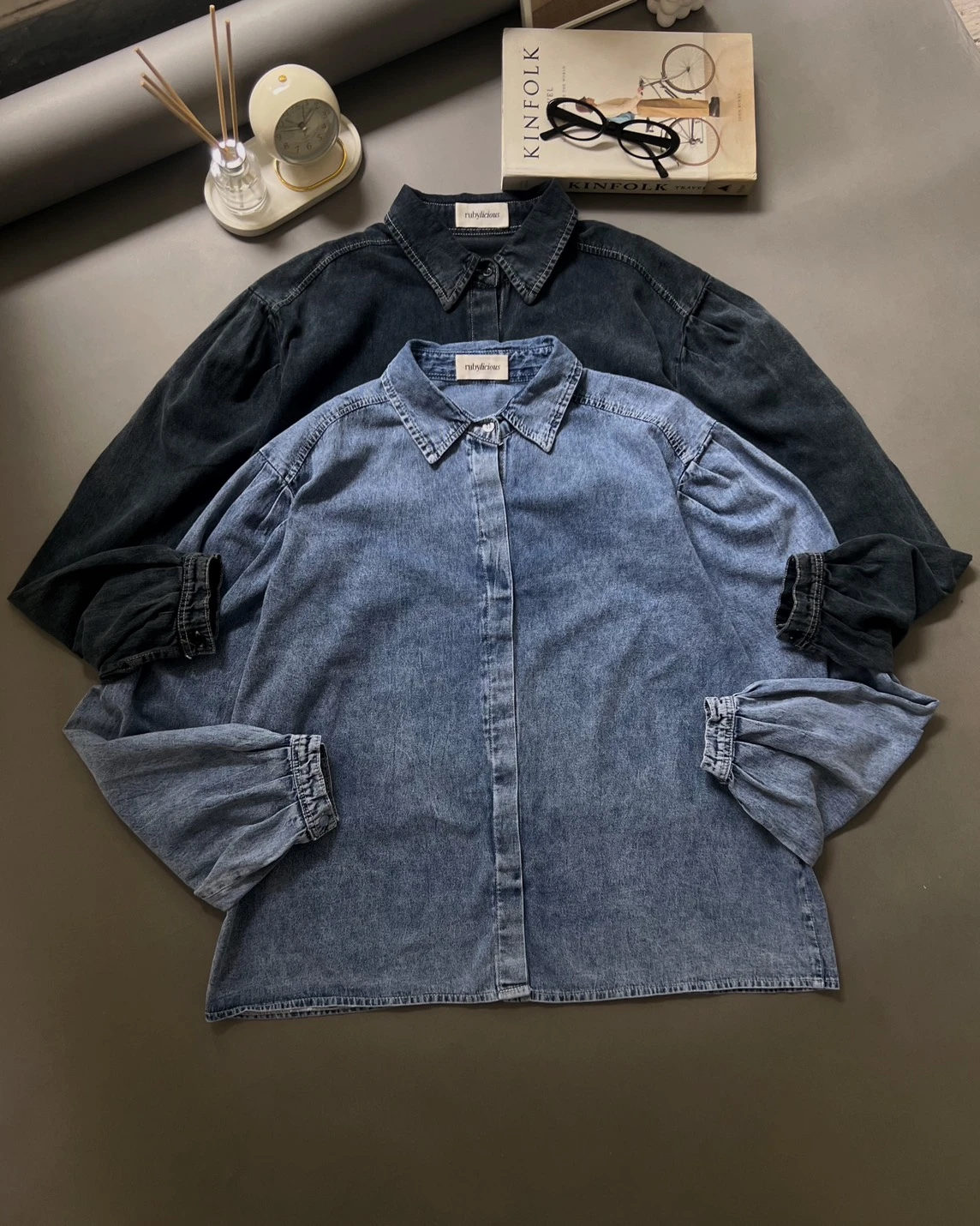Alternative view of Delara Denim Shirt Kode 4626 Dark Grey