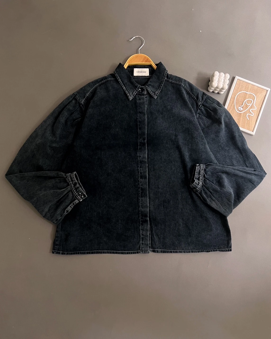 Delara Denim Shirt Kode 4626 Dark Grey