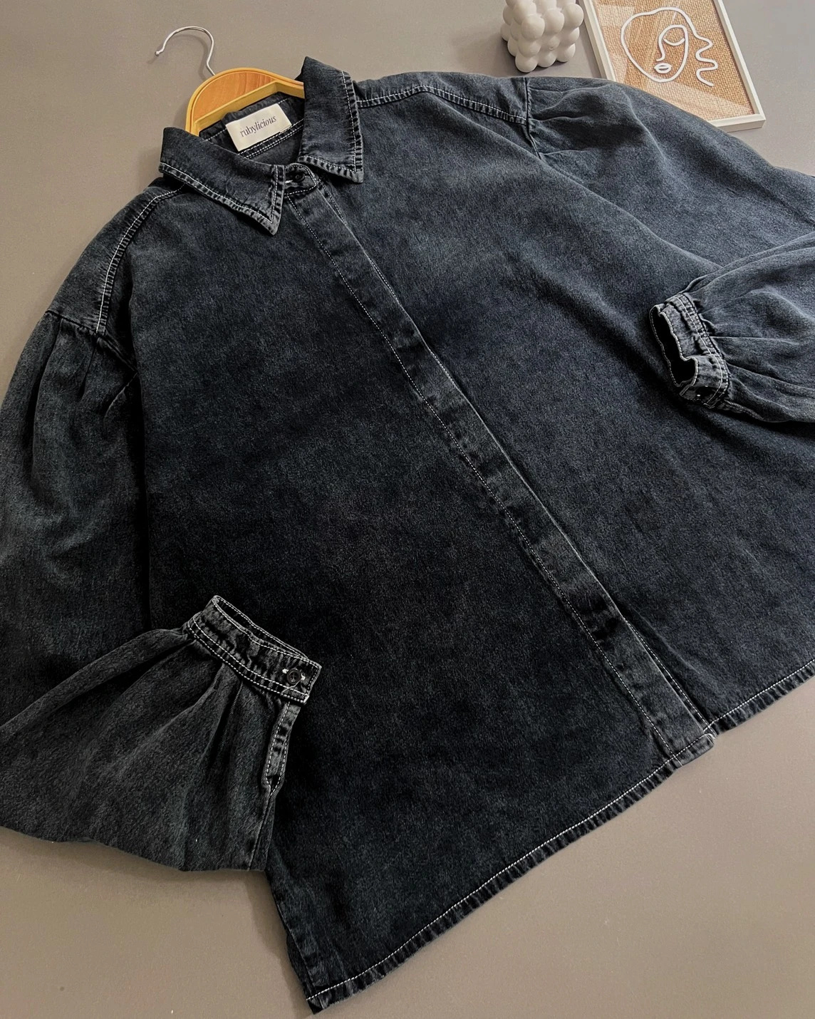 Delara Denim Shirt Kode 4626 Dark Grey - Image 4