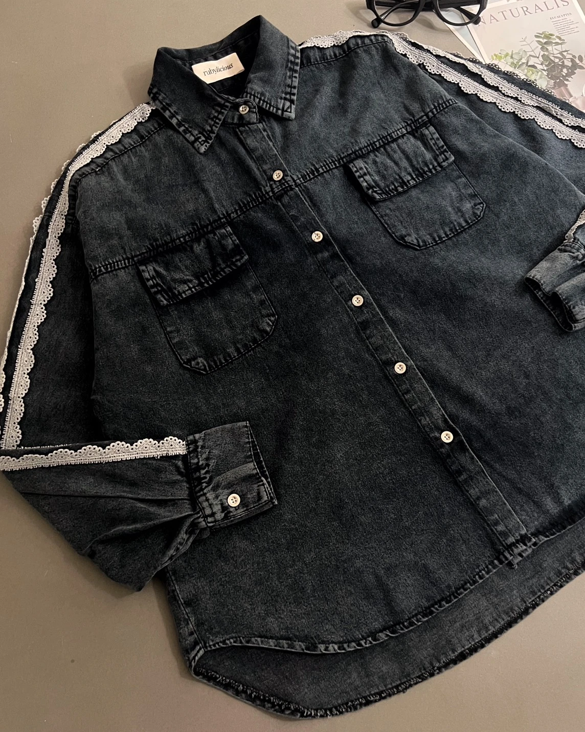 Alternative view of Pyorika Denim Shirt Kode 4127 Dark Grey