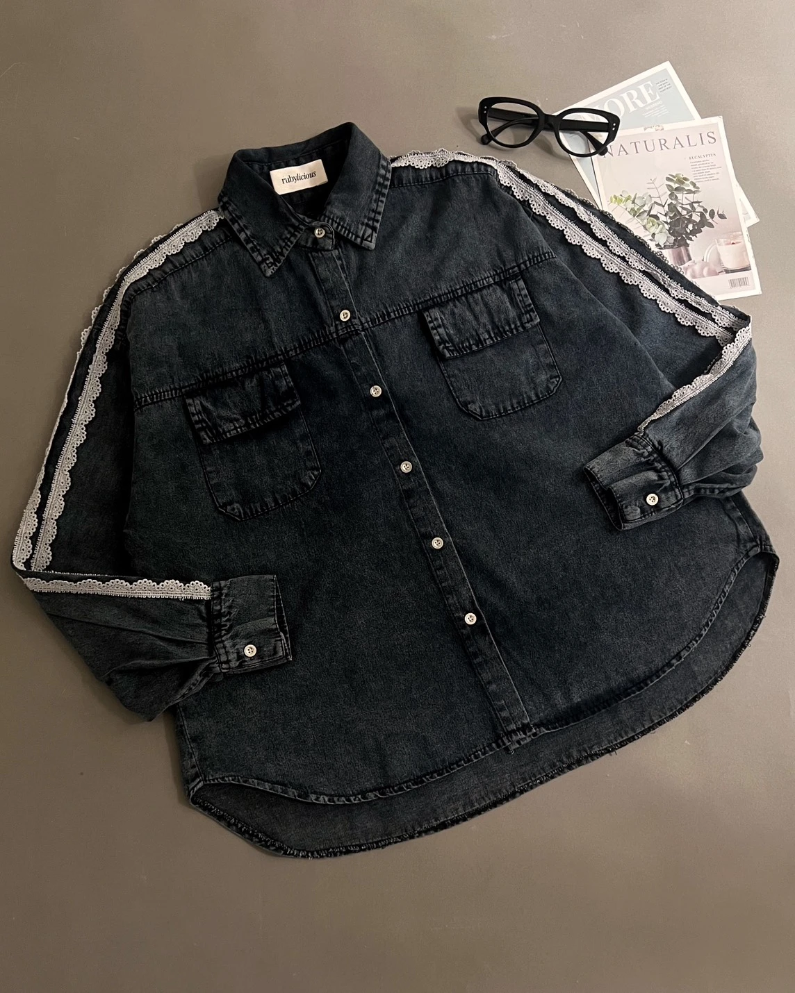 Pyorika Denim Shirt Kode 4127 Dark Grey