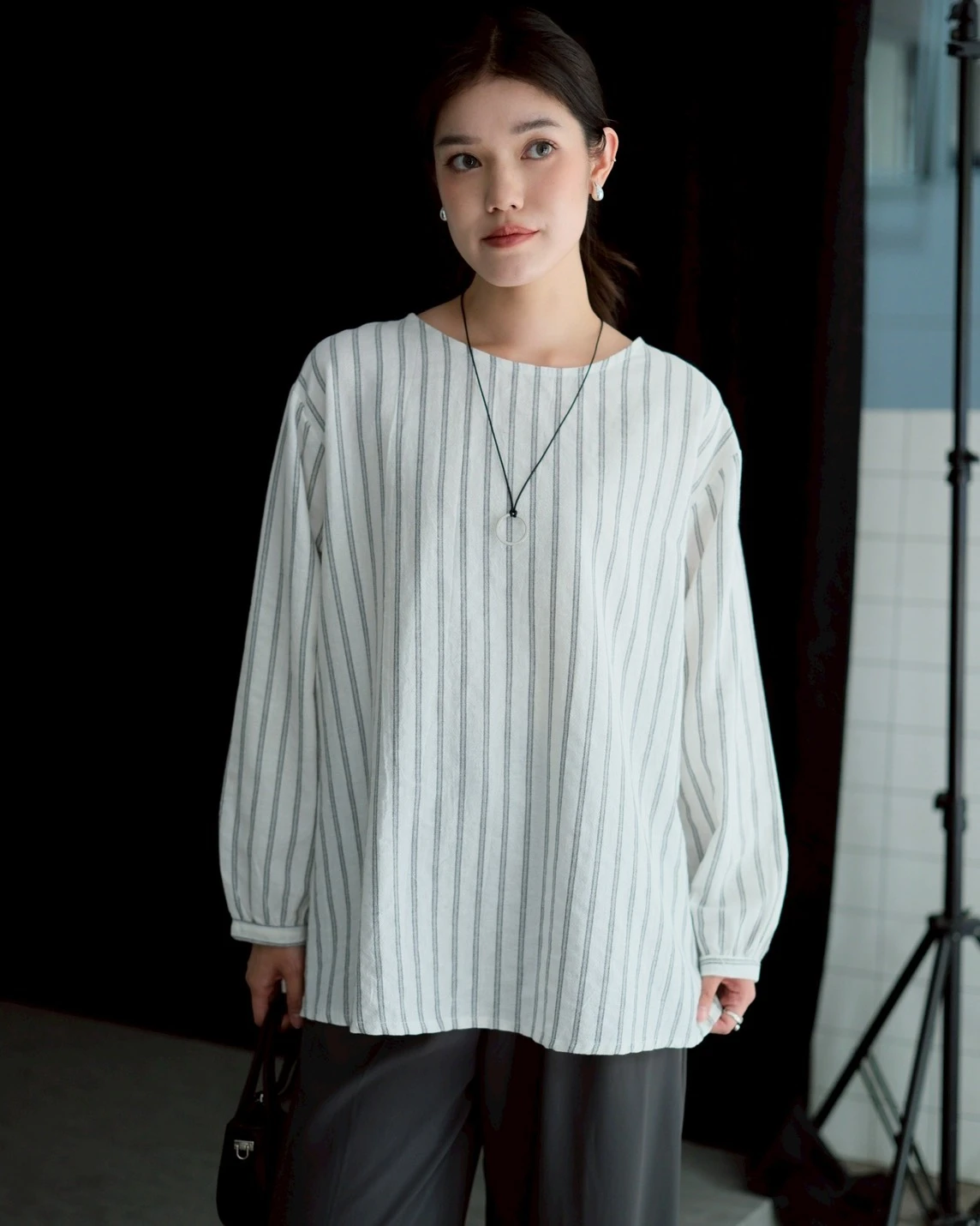 Diego Stripe Longsleeve Kode 70887 Broken White