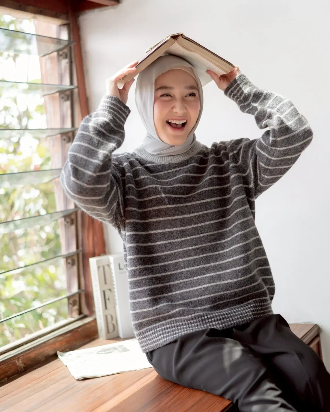 Qirena Stripe Longsleeve Kode 133J Dark Grey