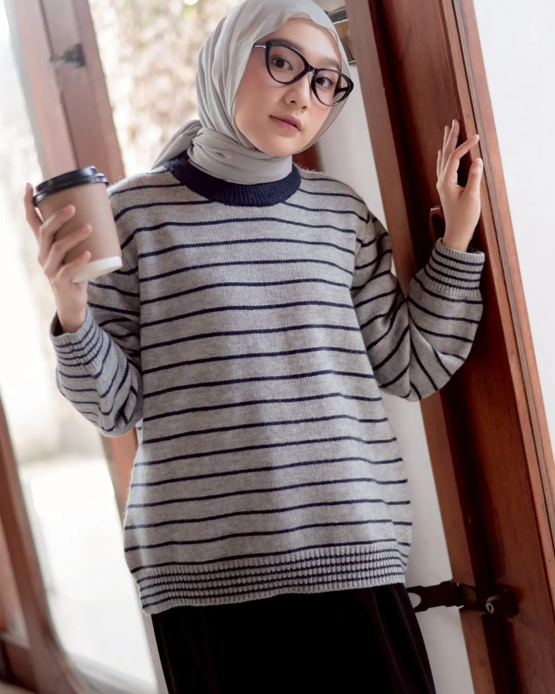 Qirena Stripe Longsleeve Kode 133J Grey - Image 2