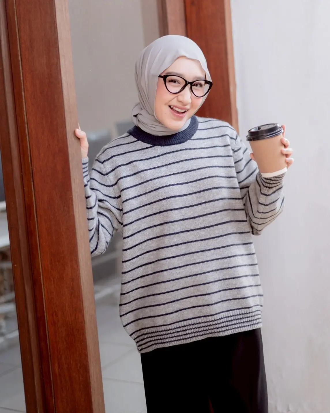 Qirena Stripe Longsleeve Kode 133J Grey