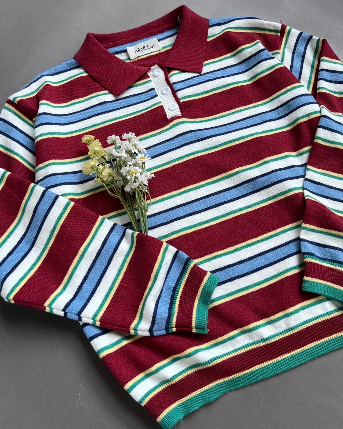 Wesly Stripe Longsleeve Red - Image 2