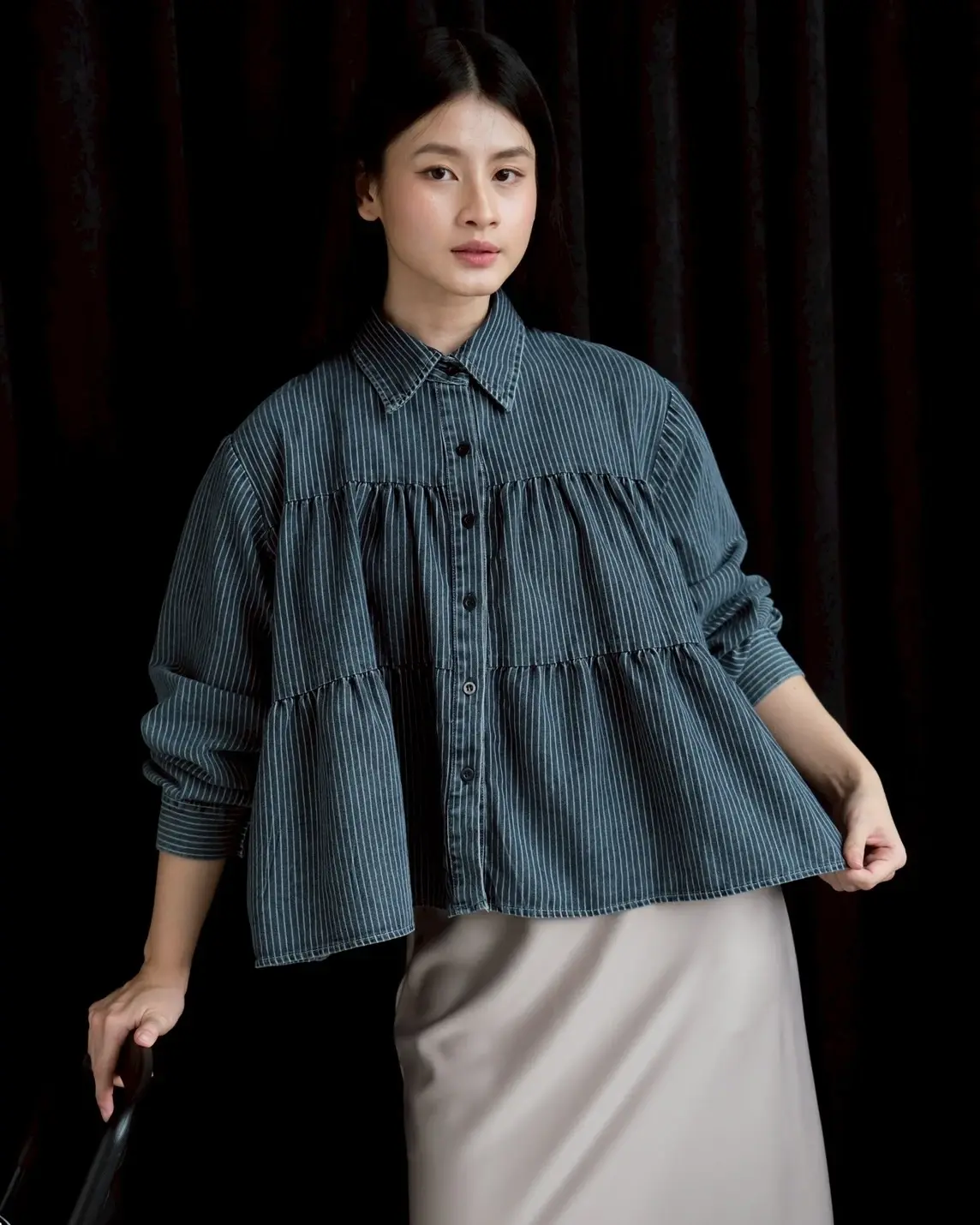 Wilda Denim Shirt Dark Grey Small
