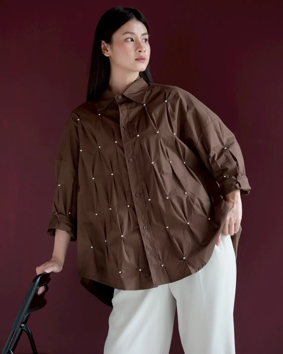 Zivah Oversize Shirt Coffee - Image 3
