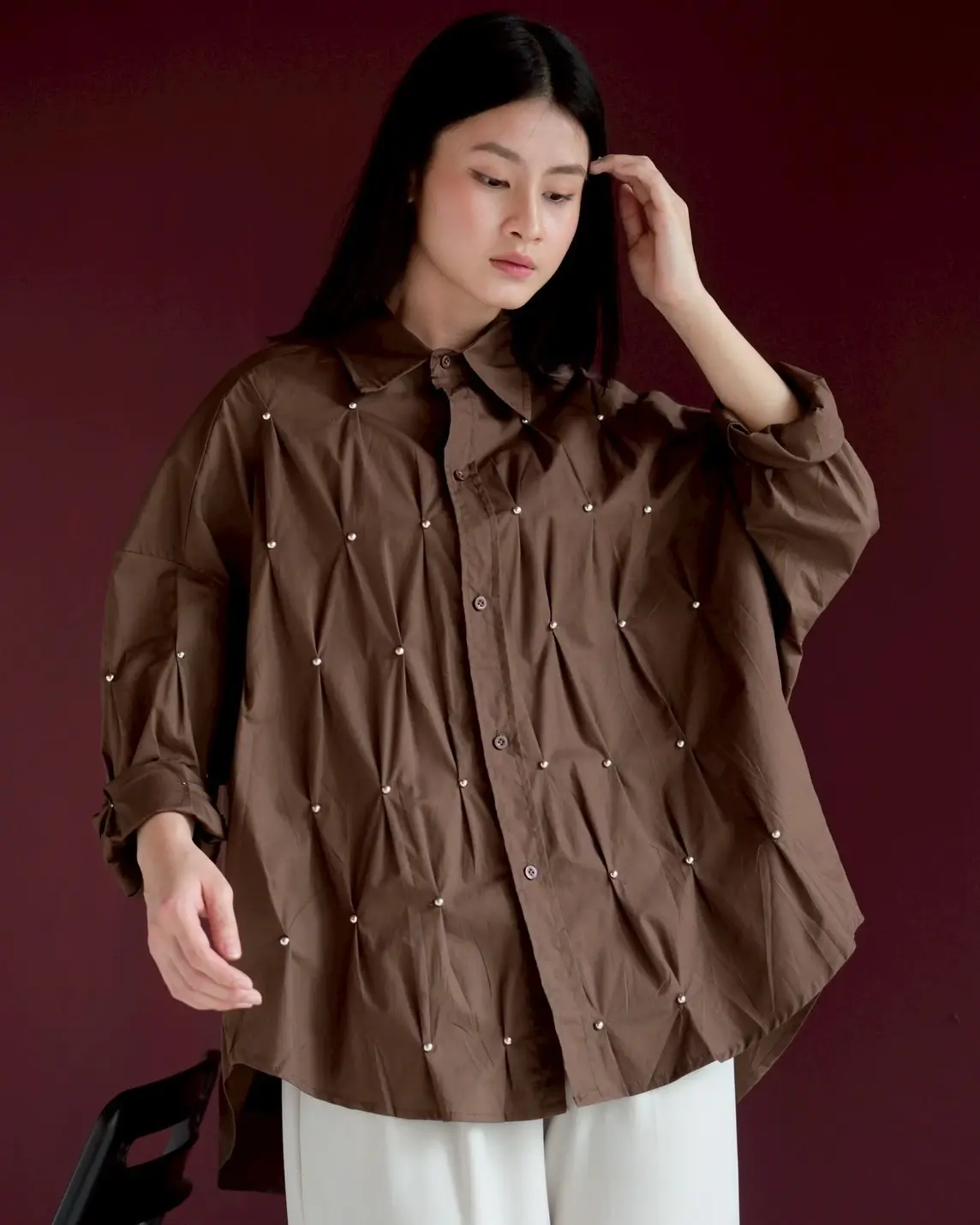 Zivah Oversize Shirt Coffee - Image 2