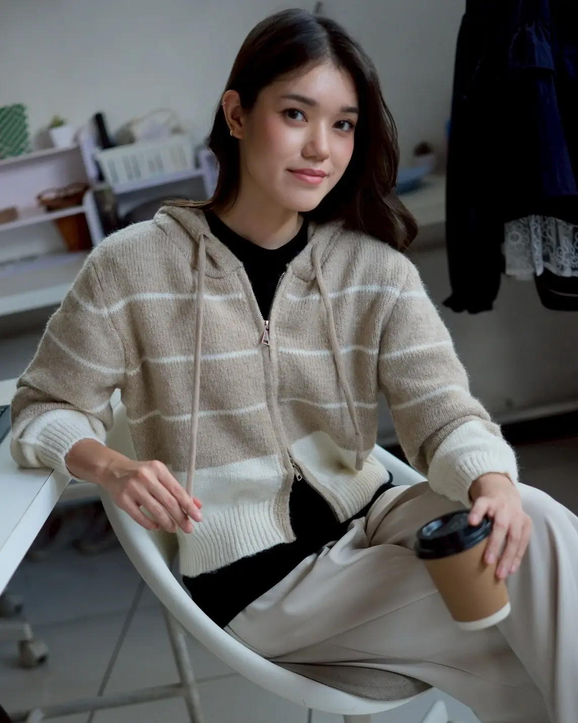 Phiora Knit Jacket Kode 122J Cream - Image 3