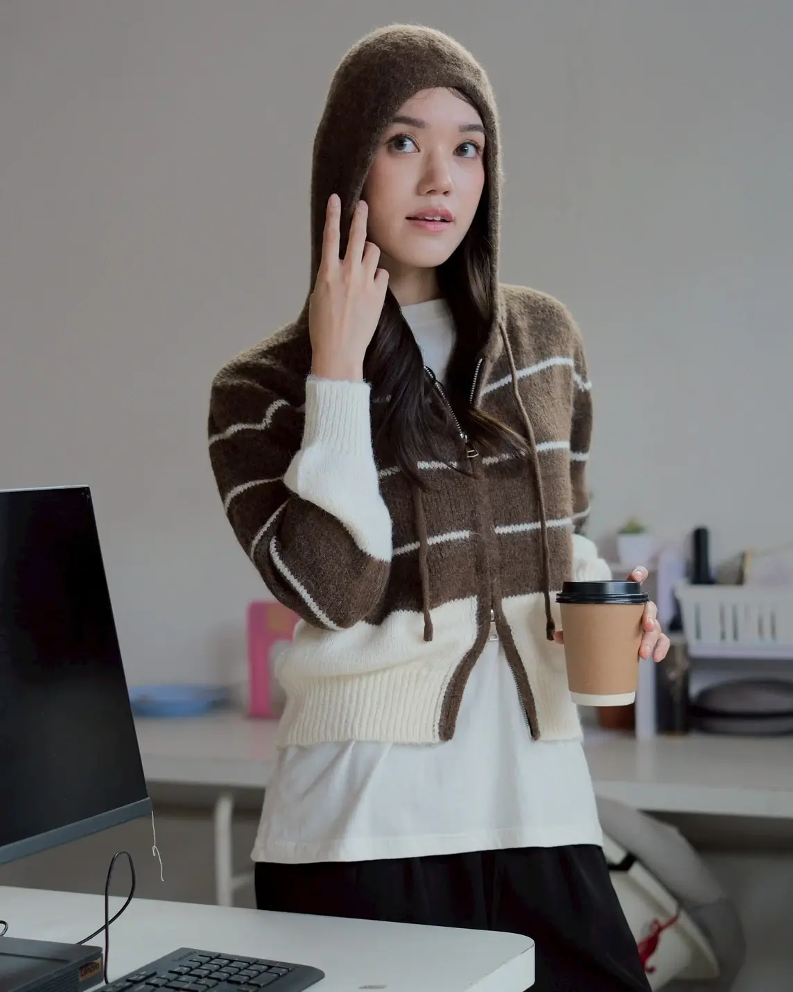 Phiora Knit Jacket Kode 122J Coffee - Image 3