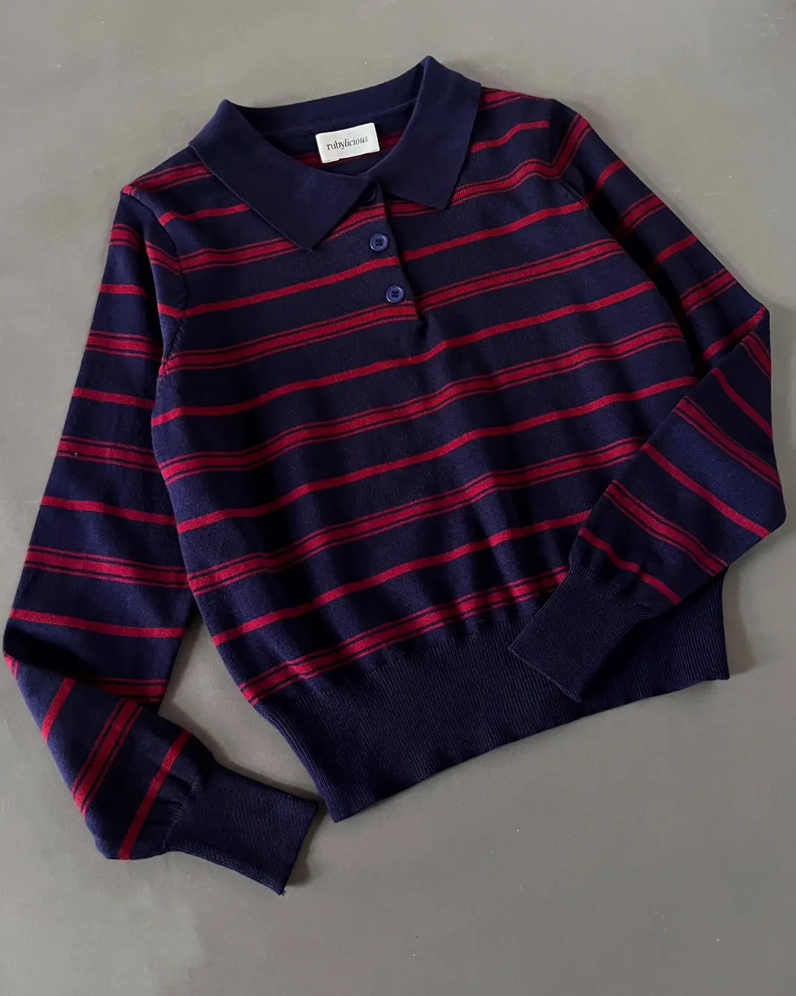 Cedra Stripe Longsleeve Kode 177K Navy - Image 2