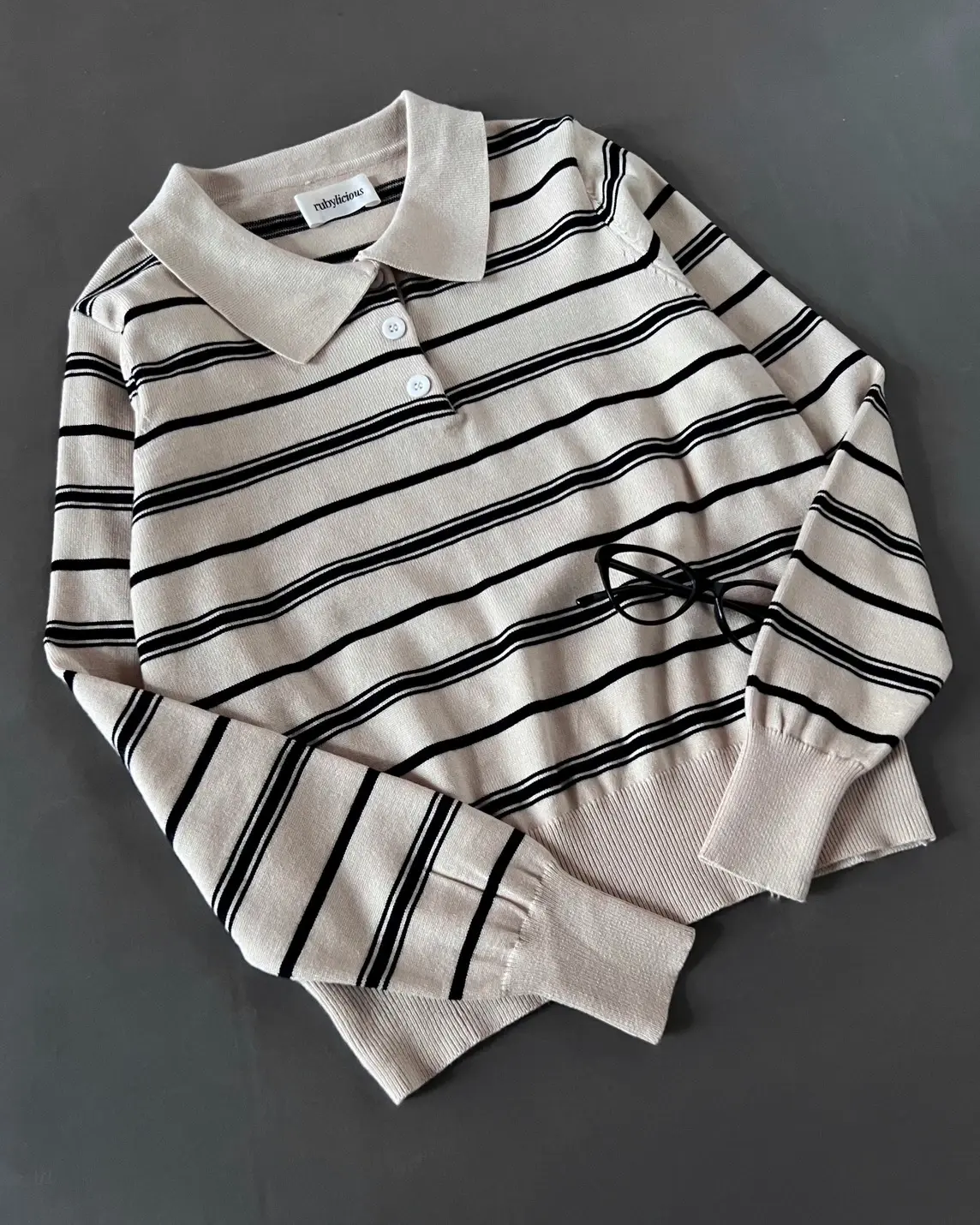 Cedra Stripe Longsleeve Kode 177K Beige - Image 2