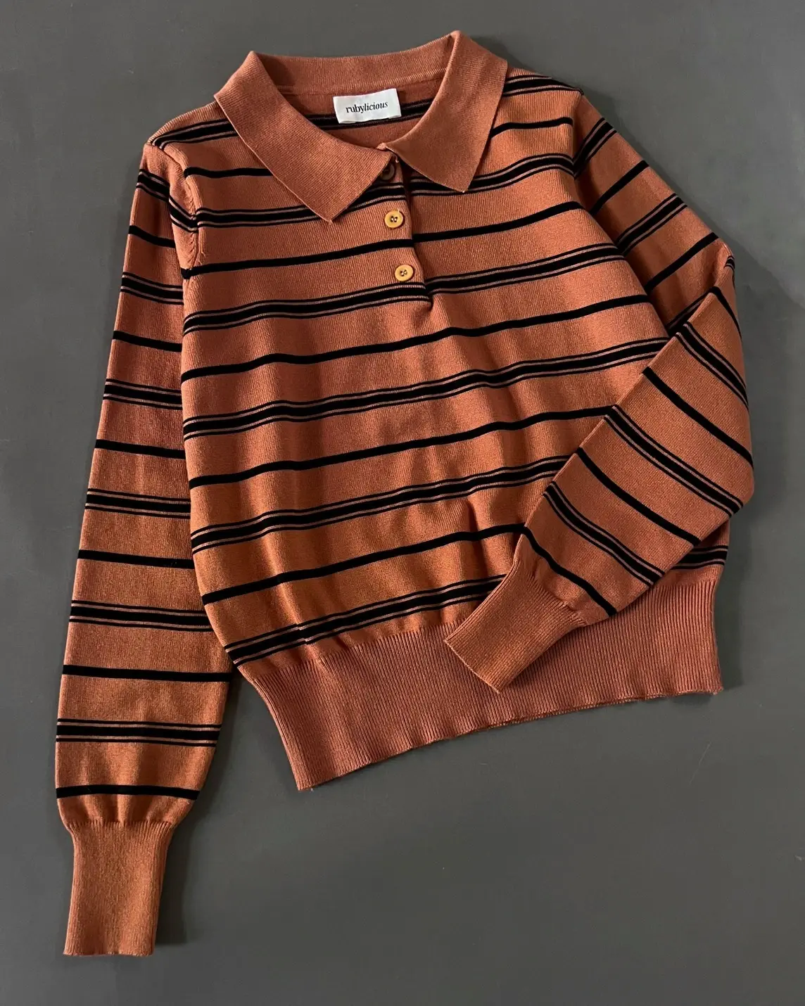 Cedra Stripe Longsleeve Kode 177K Terracotta - Image 2
