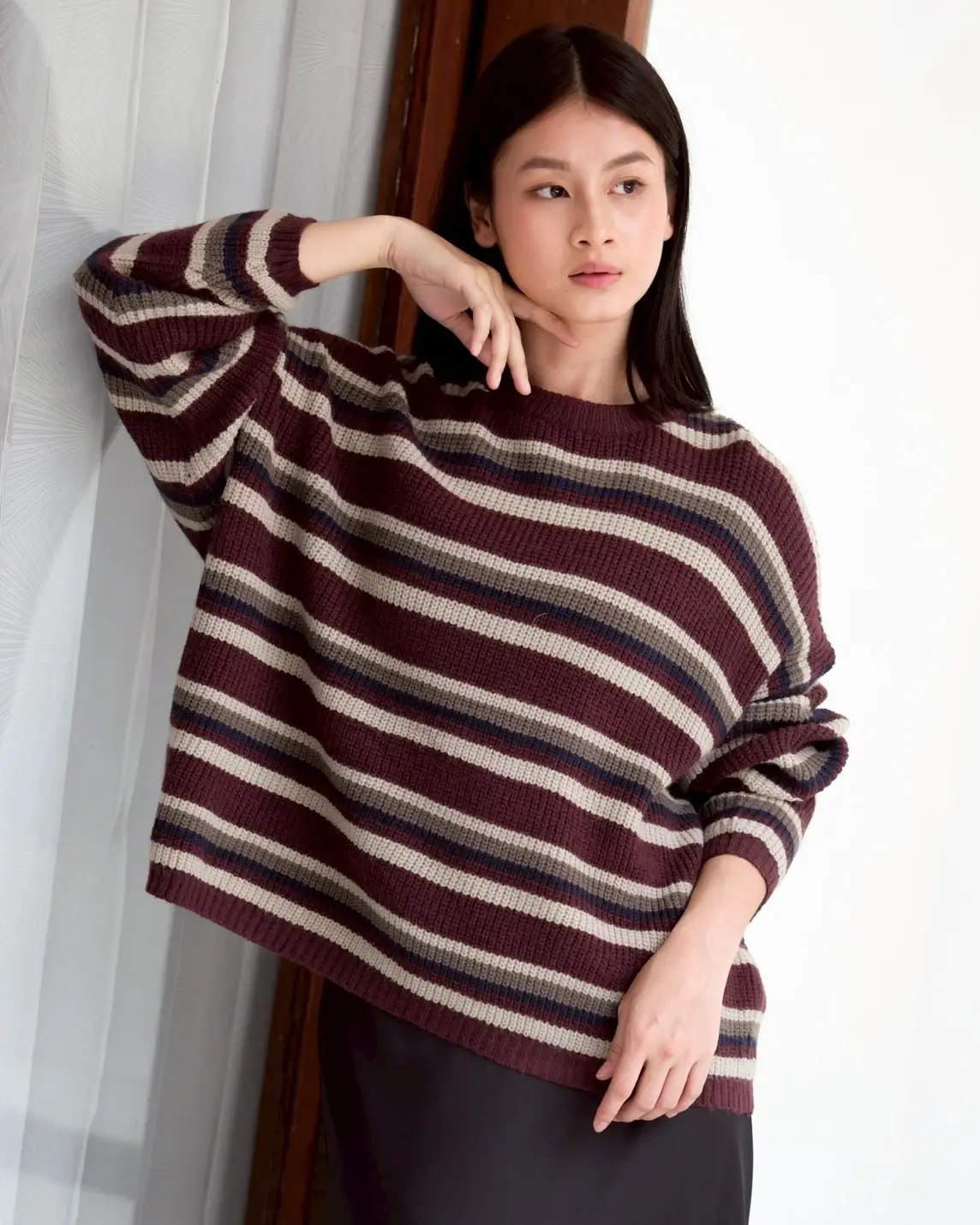Citra Stripe Longsleeve Kode 209L Choco - Image 2