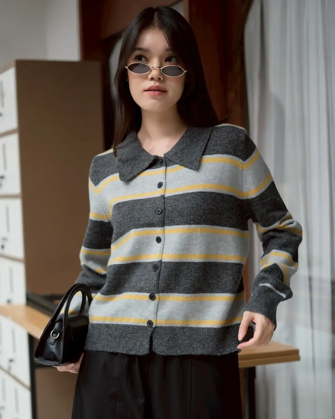 Alternative view of Fawzia Stripe Cardi Kode 161K Grey