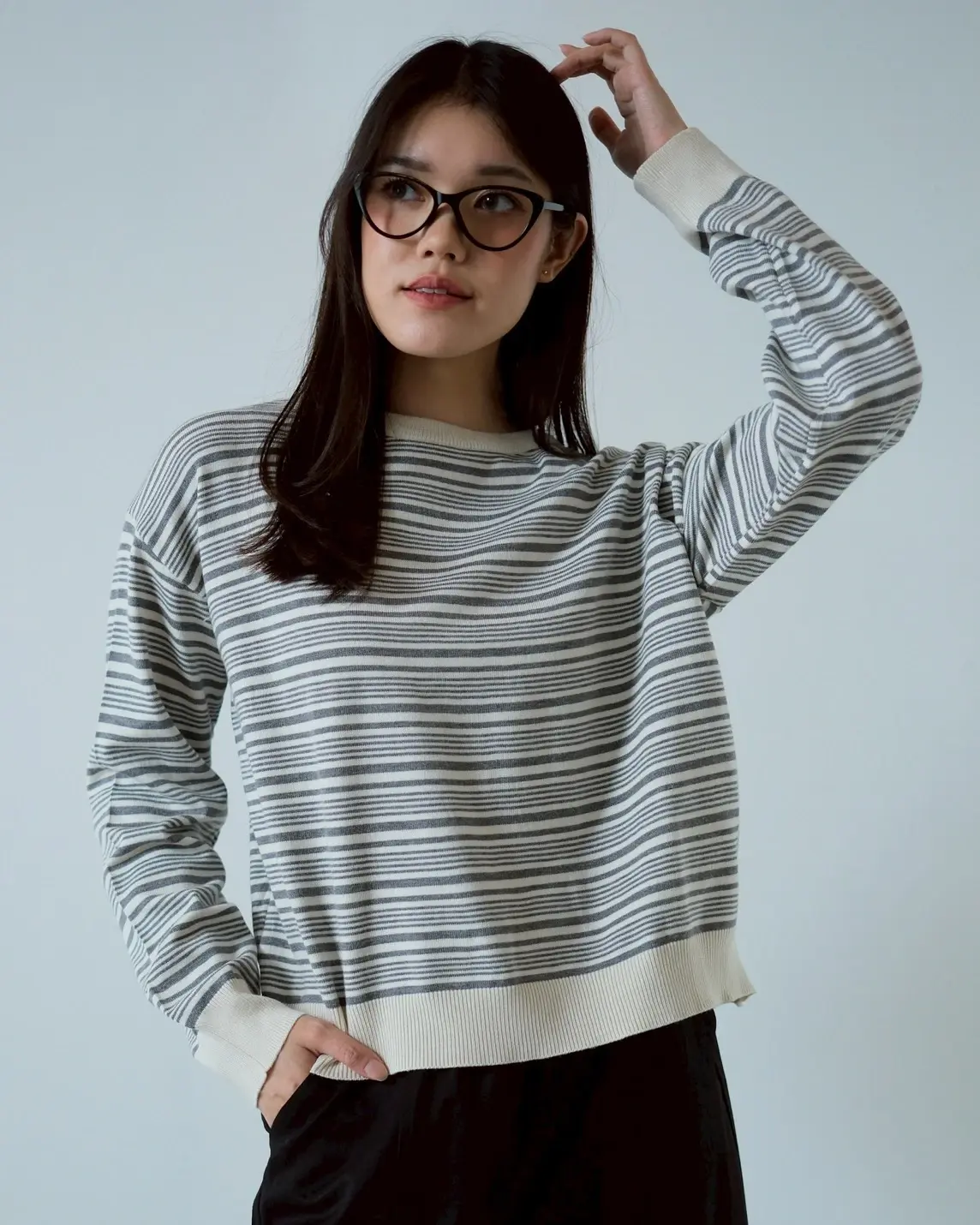 Inola Stripe Longsleeve Kode 212L bw-grey