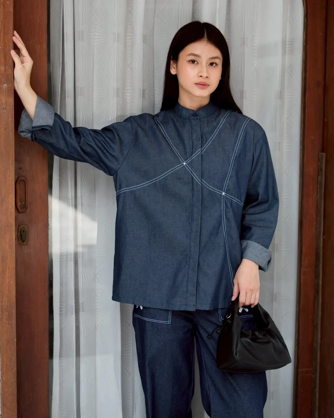 Miwa Denim Shirt Dark Blue - Image 3