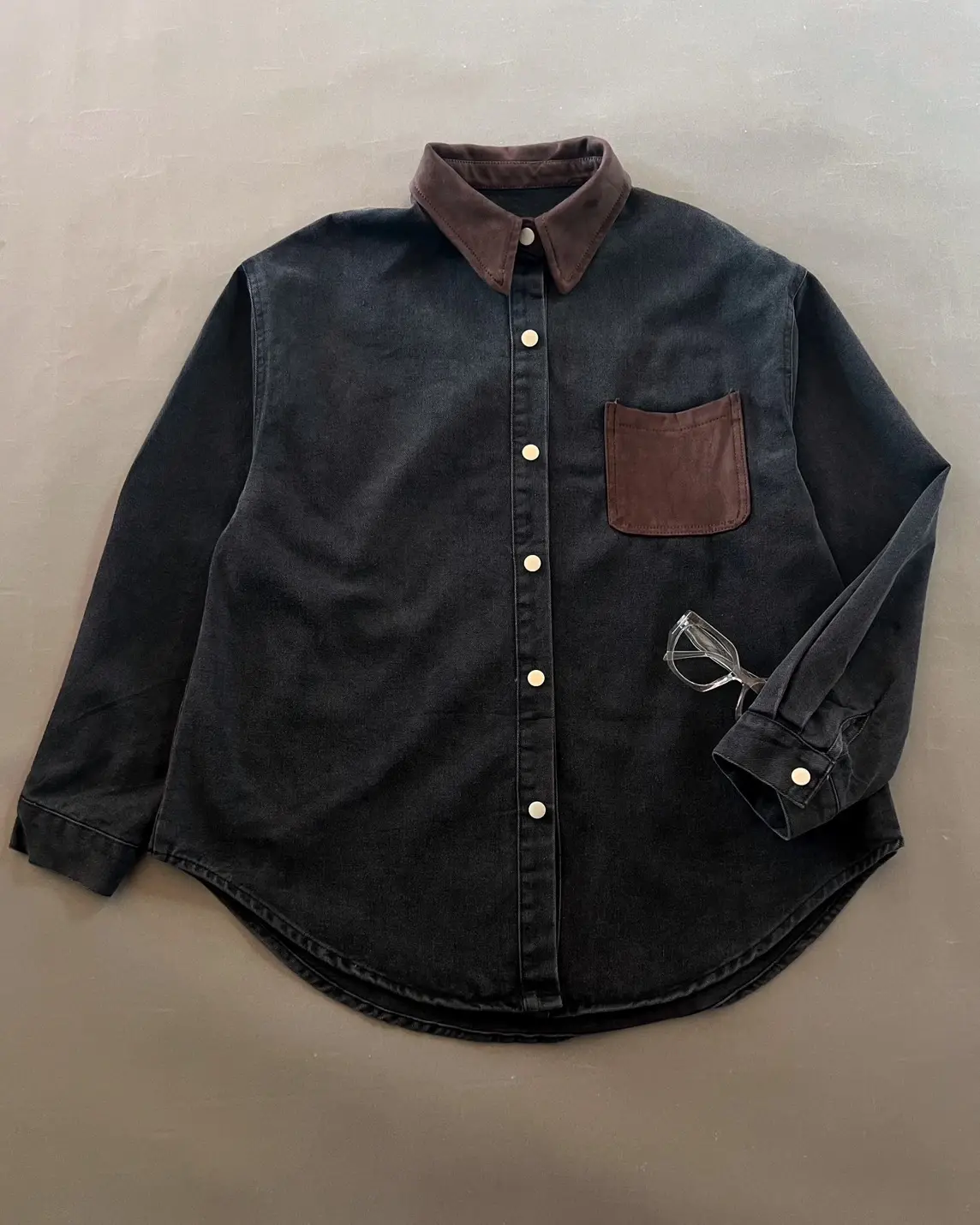 Qayla Denim Shirt Kode 213L Dark Grey