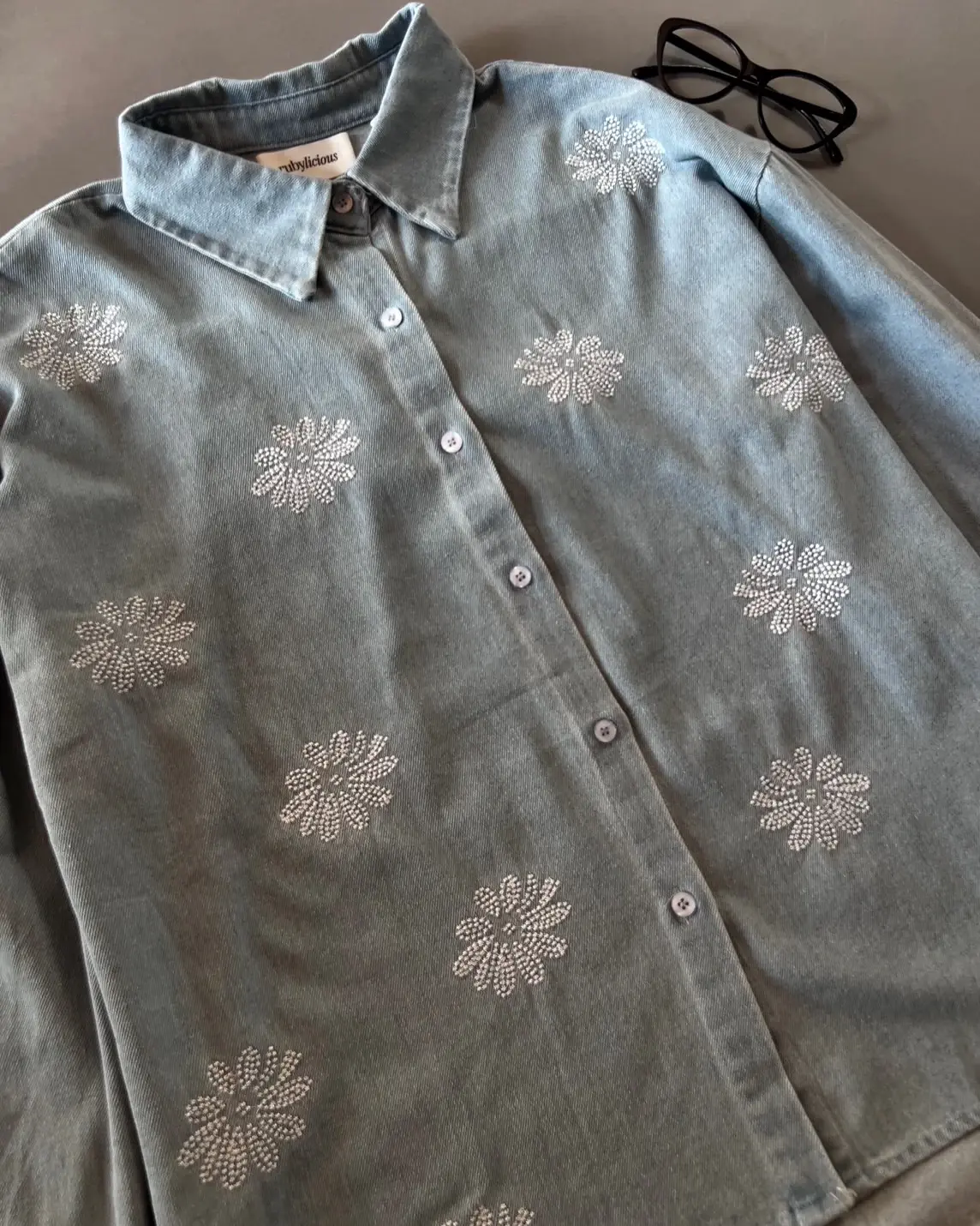 Stela Denim Shirt Kode 12L Light Blue