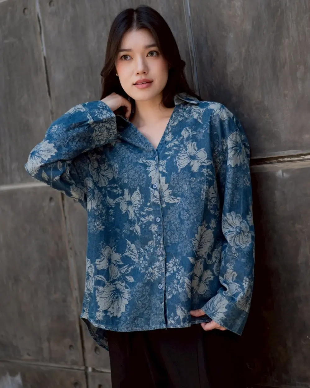 Jema Denim Shirt Kode 15L Dark Blue - Image 3