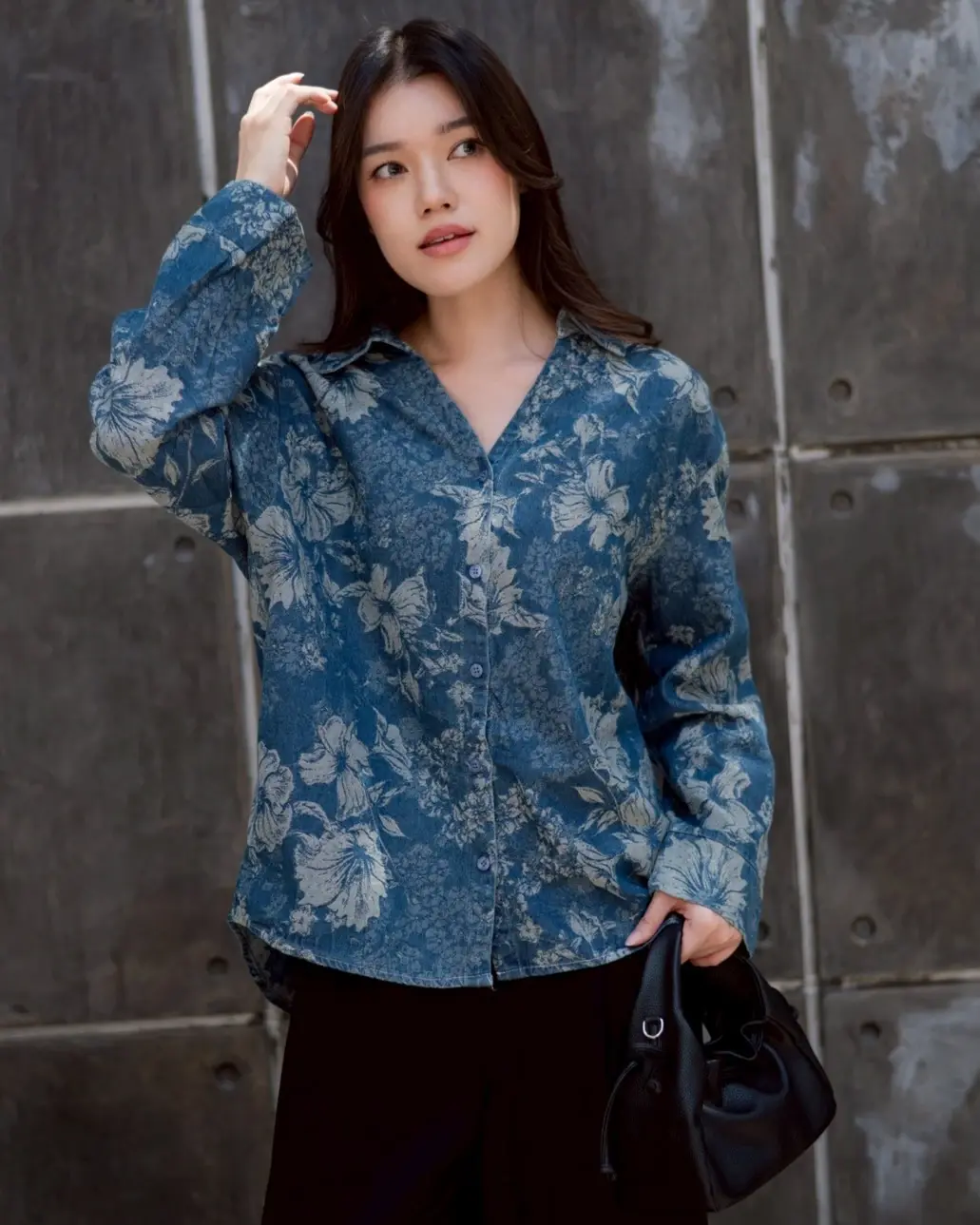 Jema Denim Shirt Kode 15L Dark Blue