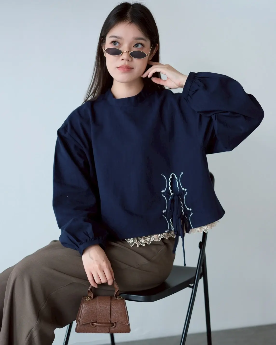 Ananthea Blouse Kode 1447 Navy - Image 2