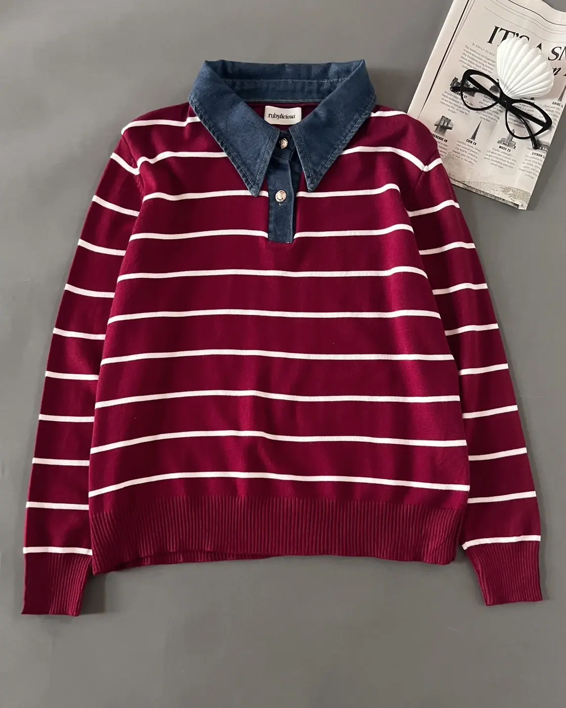 Elexia Stripe Longsleeve Kode 142L Maroon