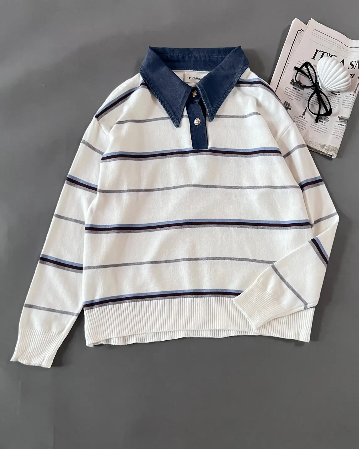 Fairela Stripe Longsleeve Kode 132L Broken White