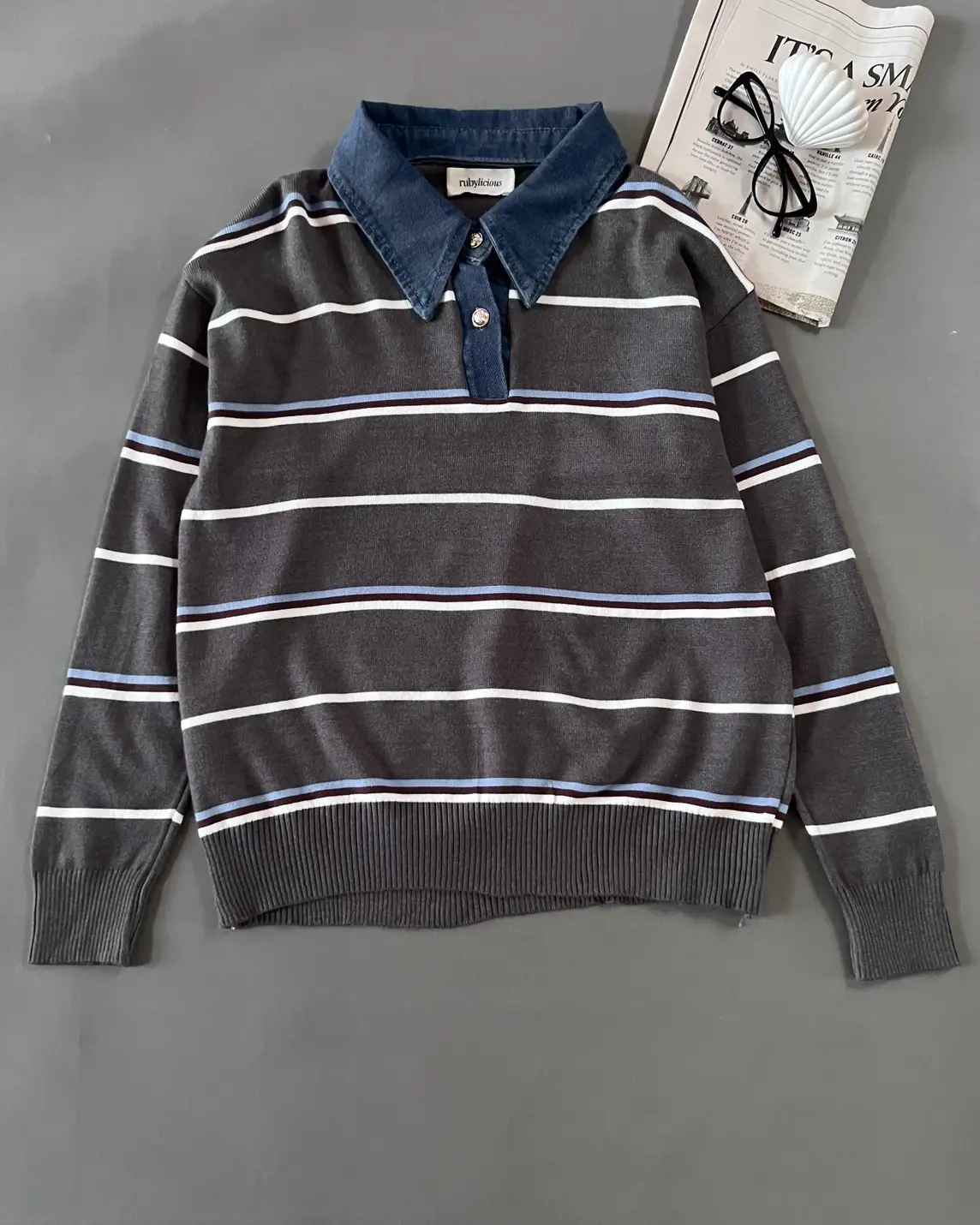 Fairela Stripe Longsleeve Dark Grey - Image 2