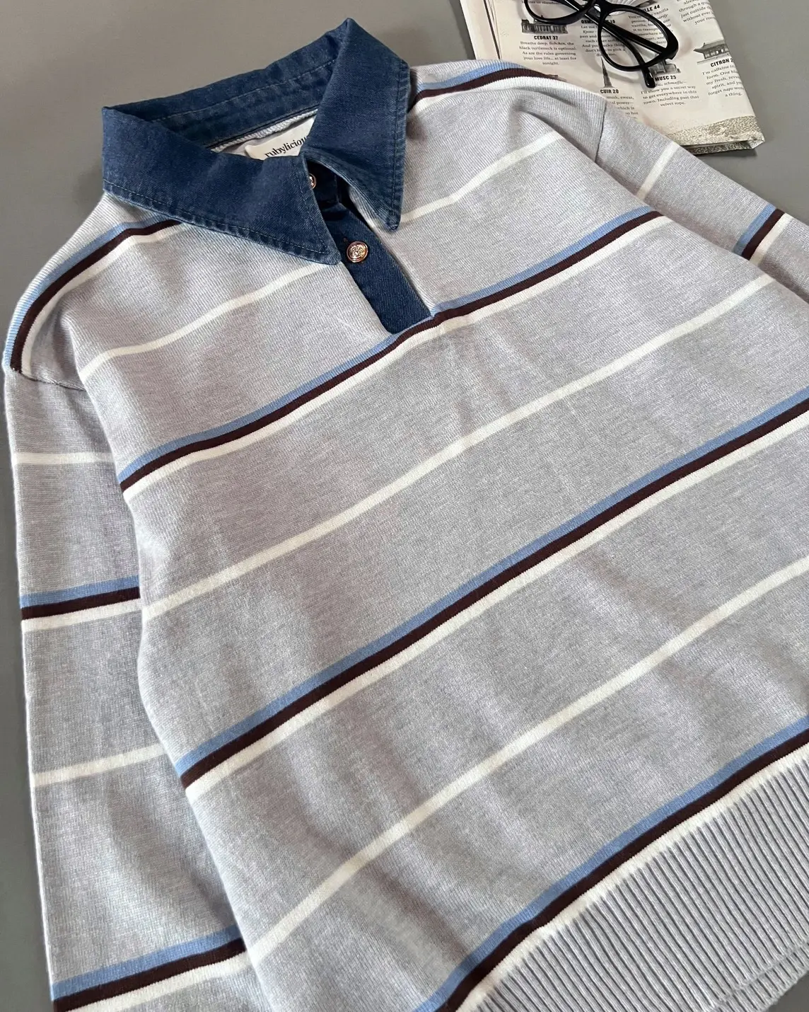 Fairela Stripe Longsleeve Light Grey