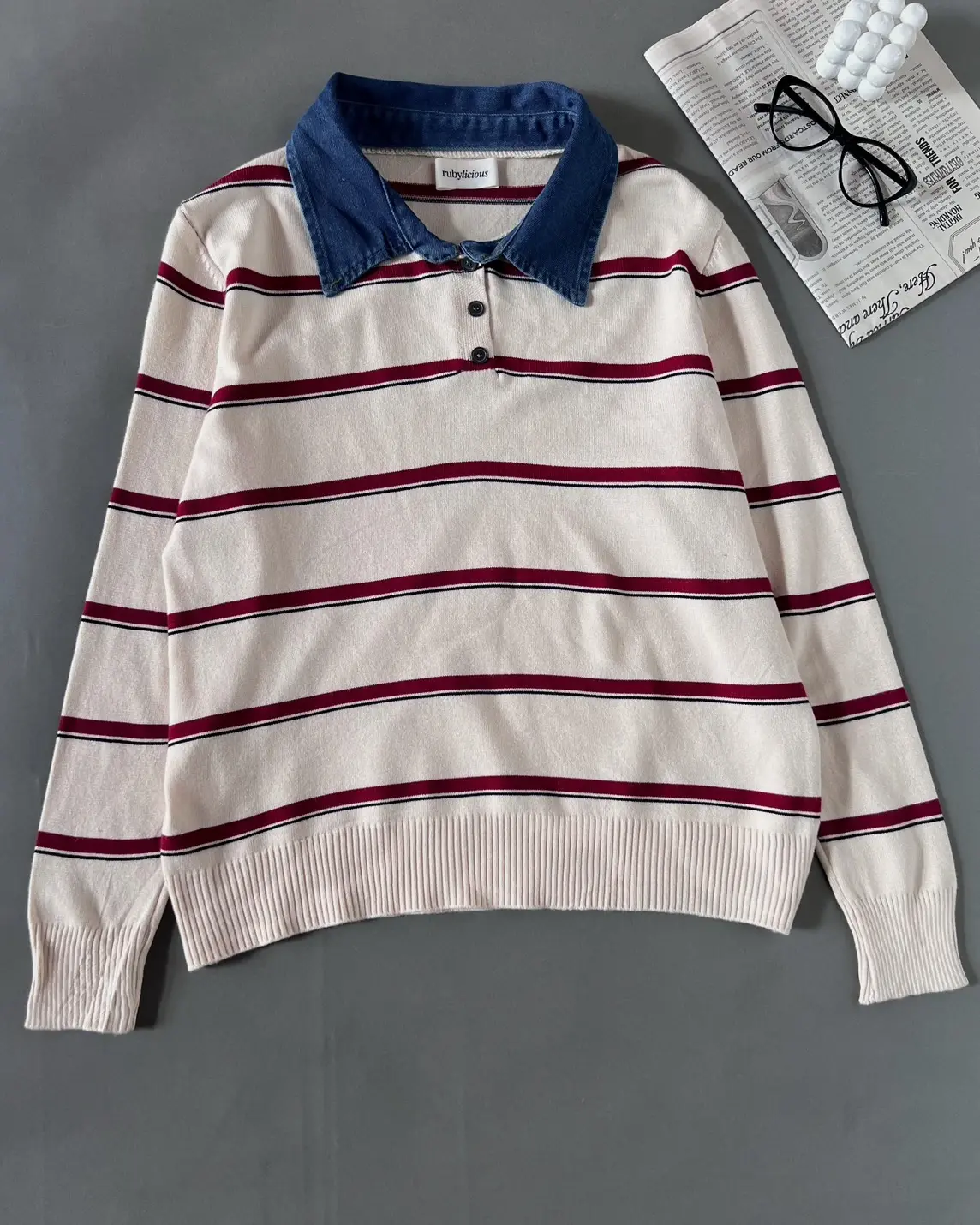 Givena Stripe Longsleeve Ivory
