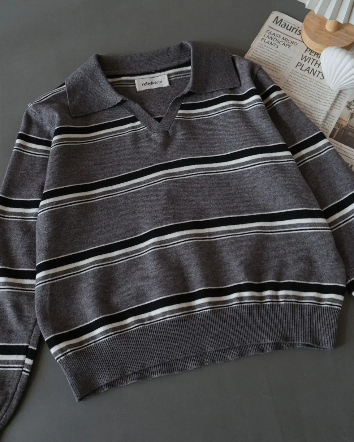 Jowela Stripe Longsleeve Kode 179K Dark Grey