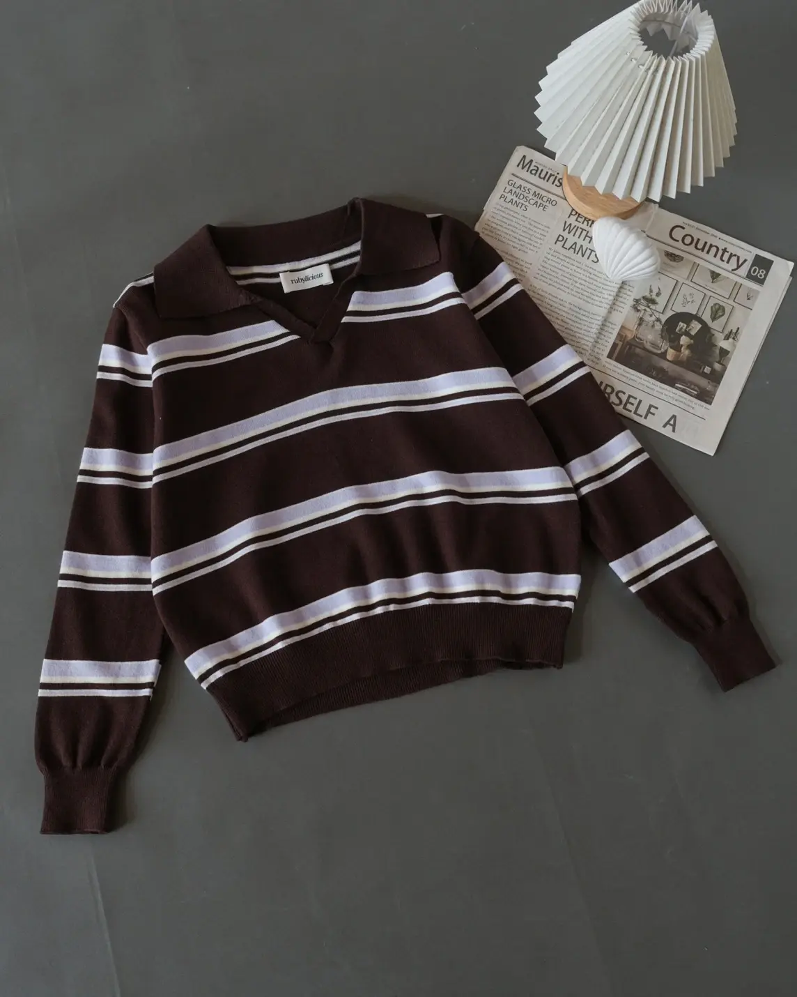 Jowela Stripe Longsleeve Kode 179K Coffee