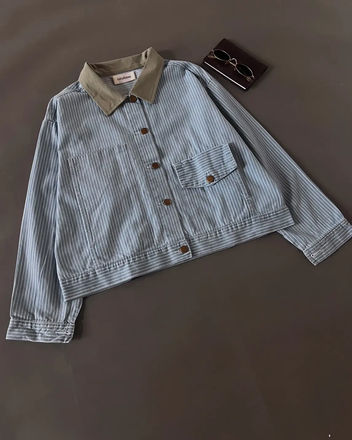 Sloane Denim Stripe Jacket Light Blue