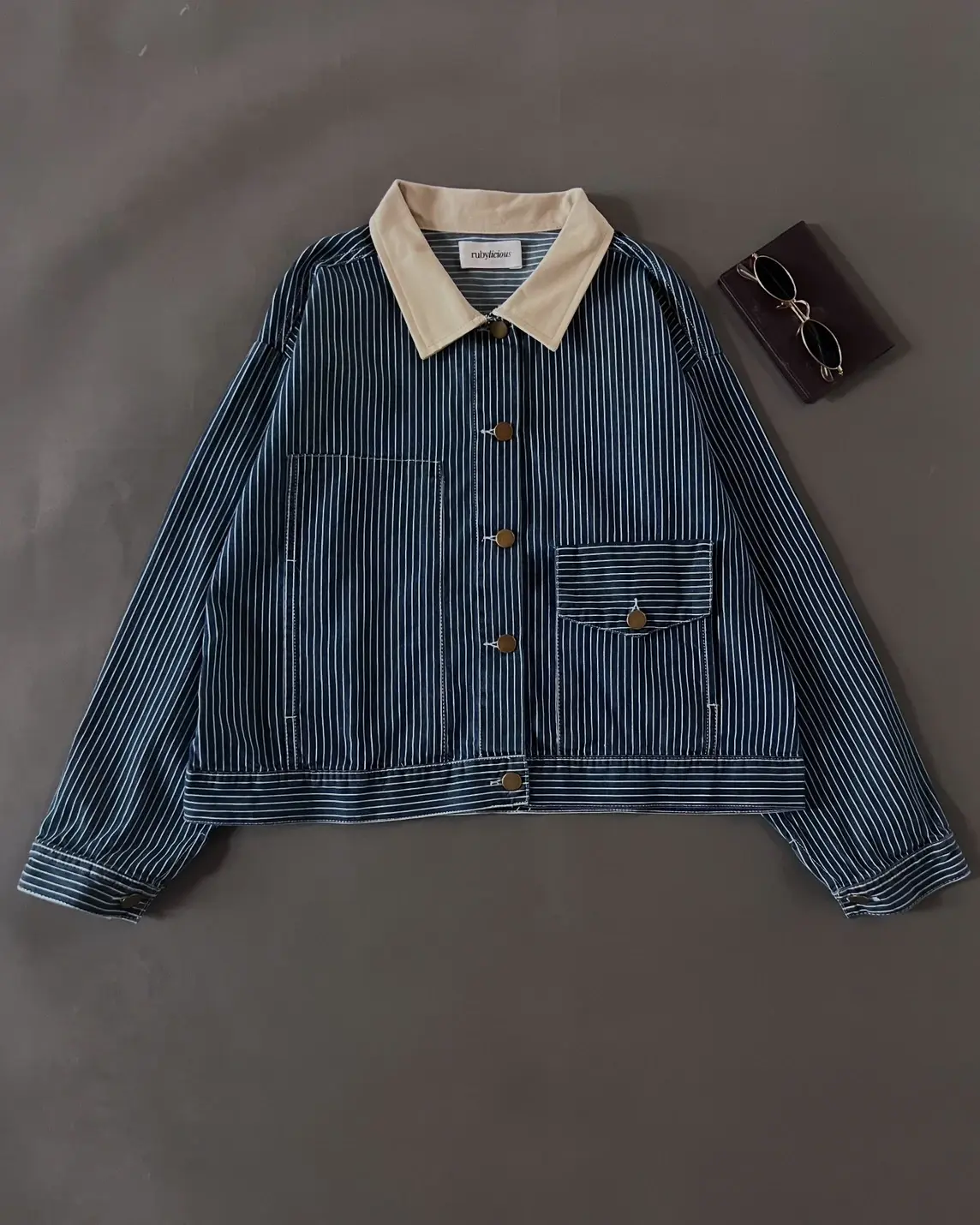 Sloane Denim Stripe Jacket Dark Blue