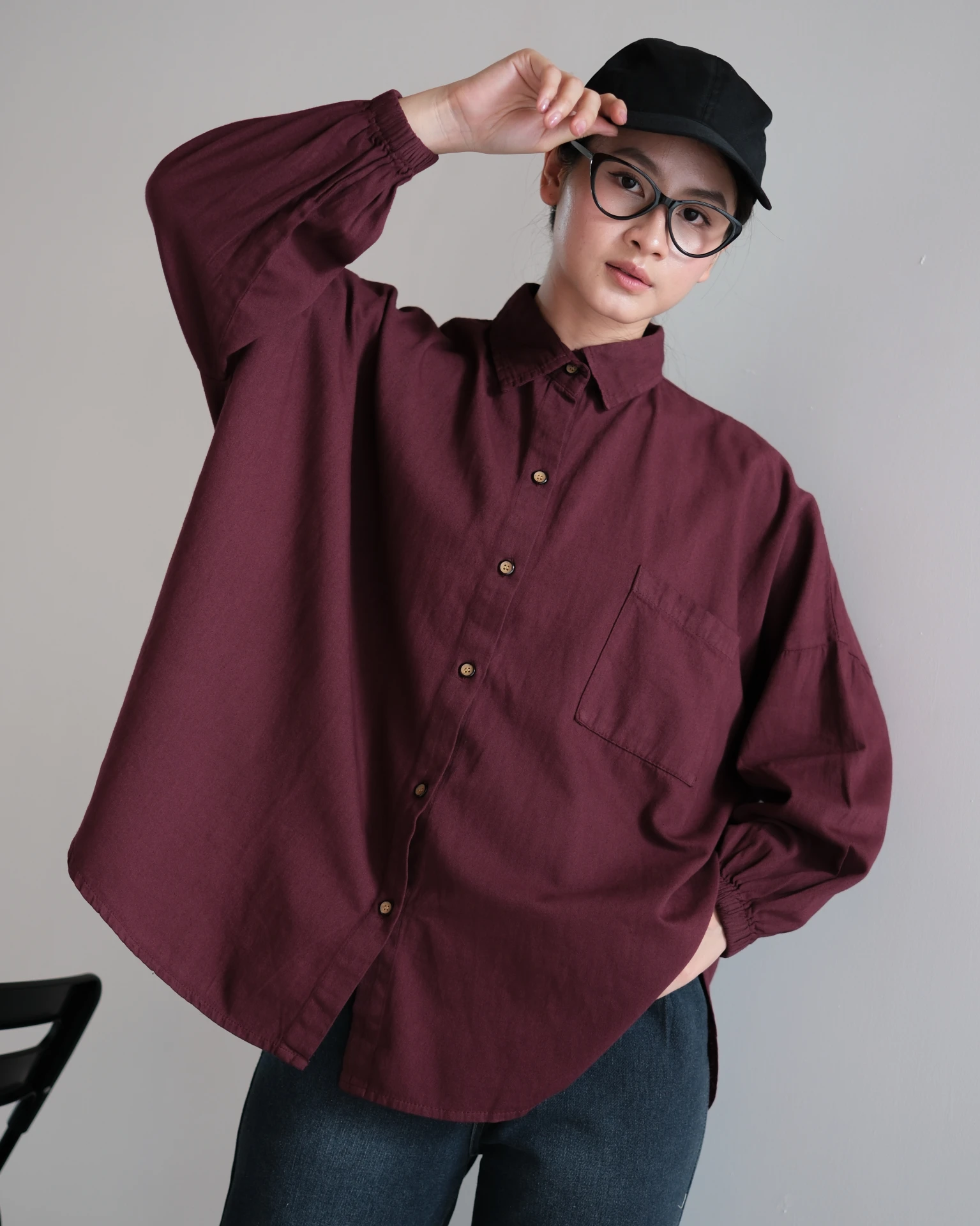 Alternative view of Jacira Denim Shirt Maroon