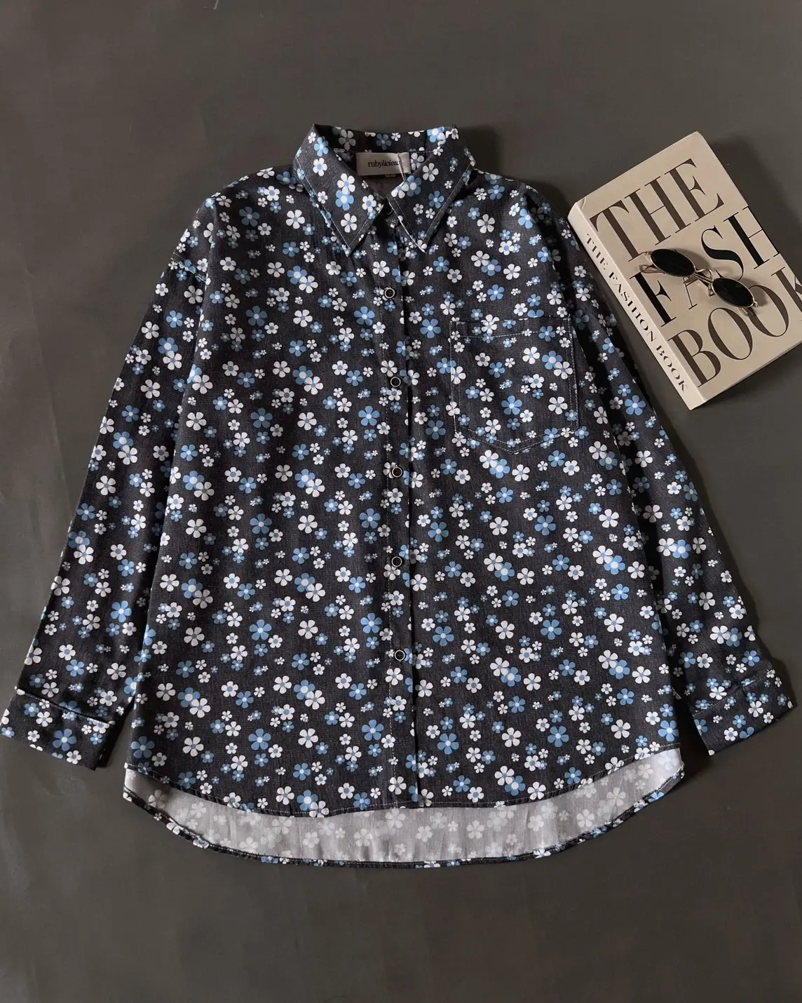 Jolina Denim Shirt Dark Grey - Image 2