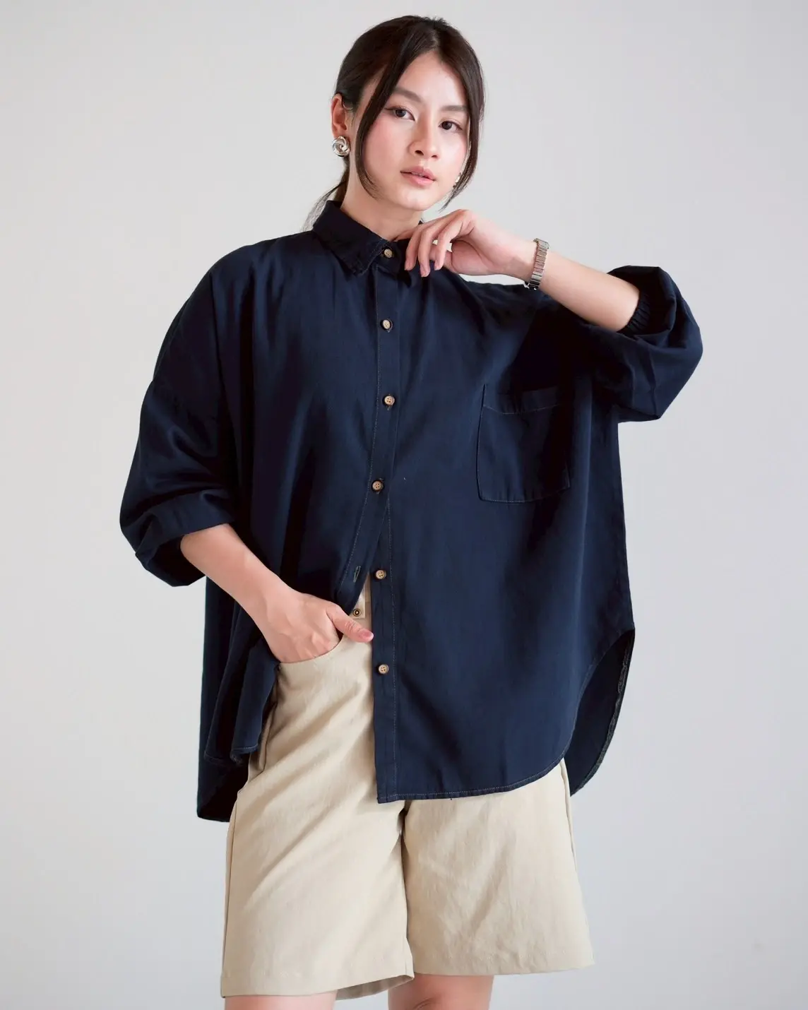 Jovani Denim Shirt Kode 70996 Navy