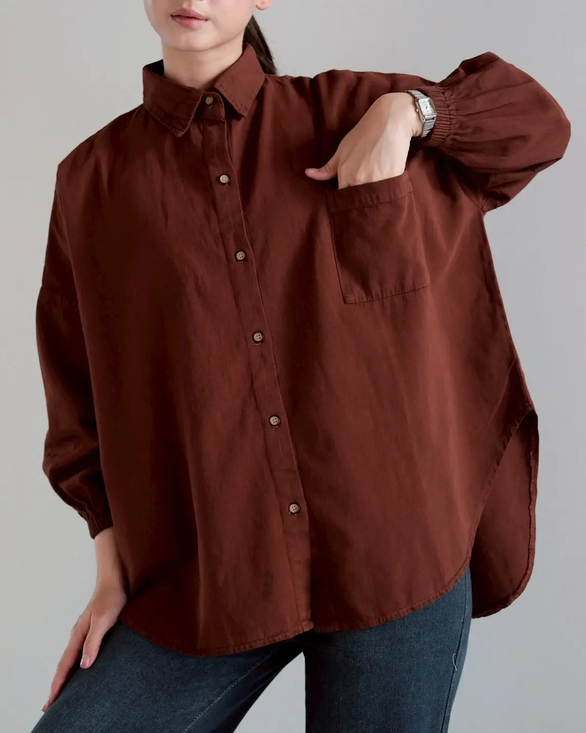 Jovani Denim Shirt Kode 70996 Brick
