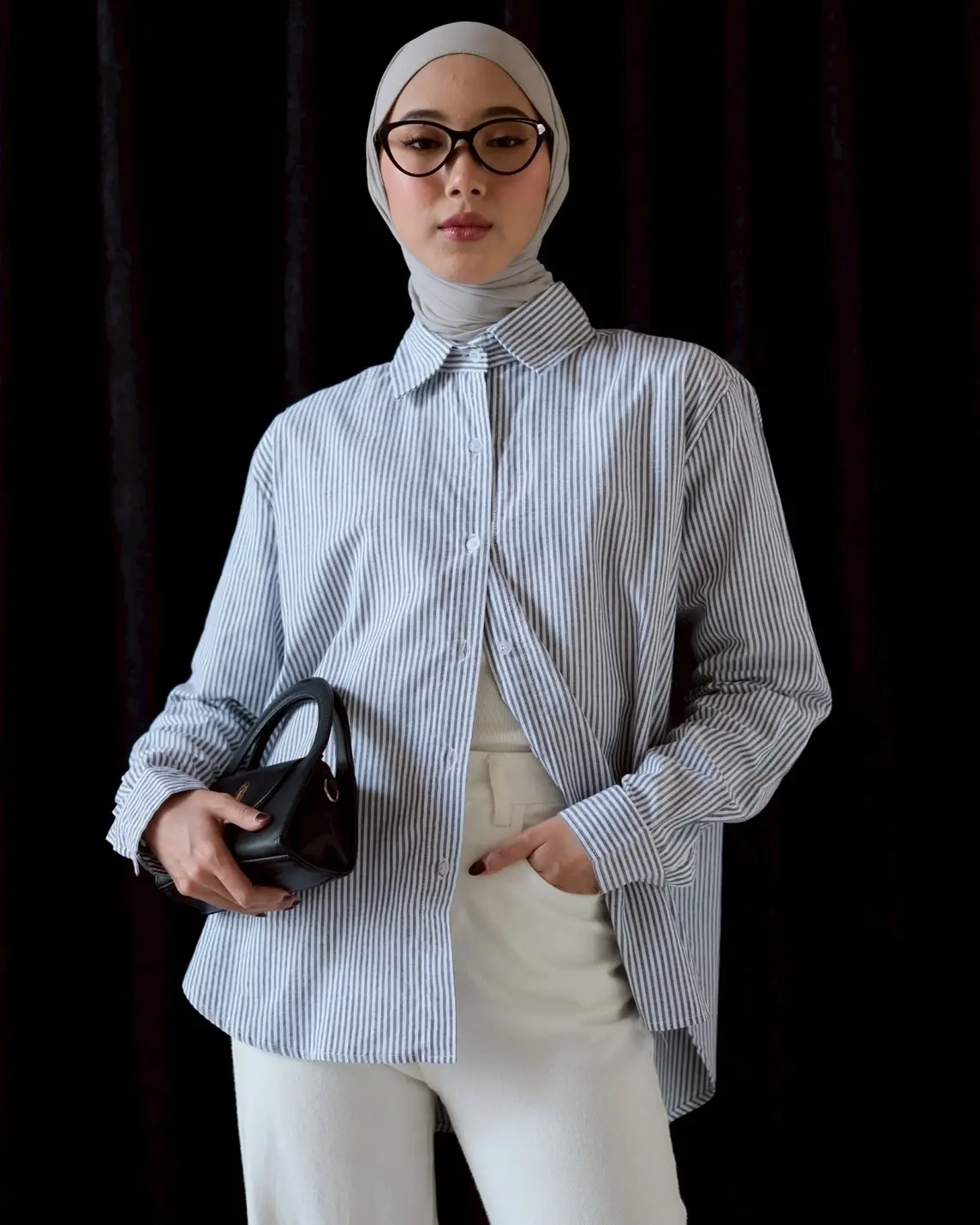 Mireva Stripe Shirt Misty Black